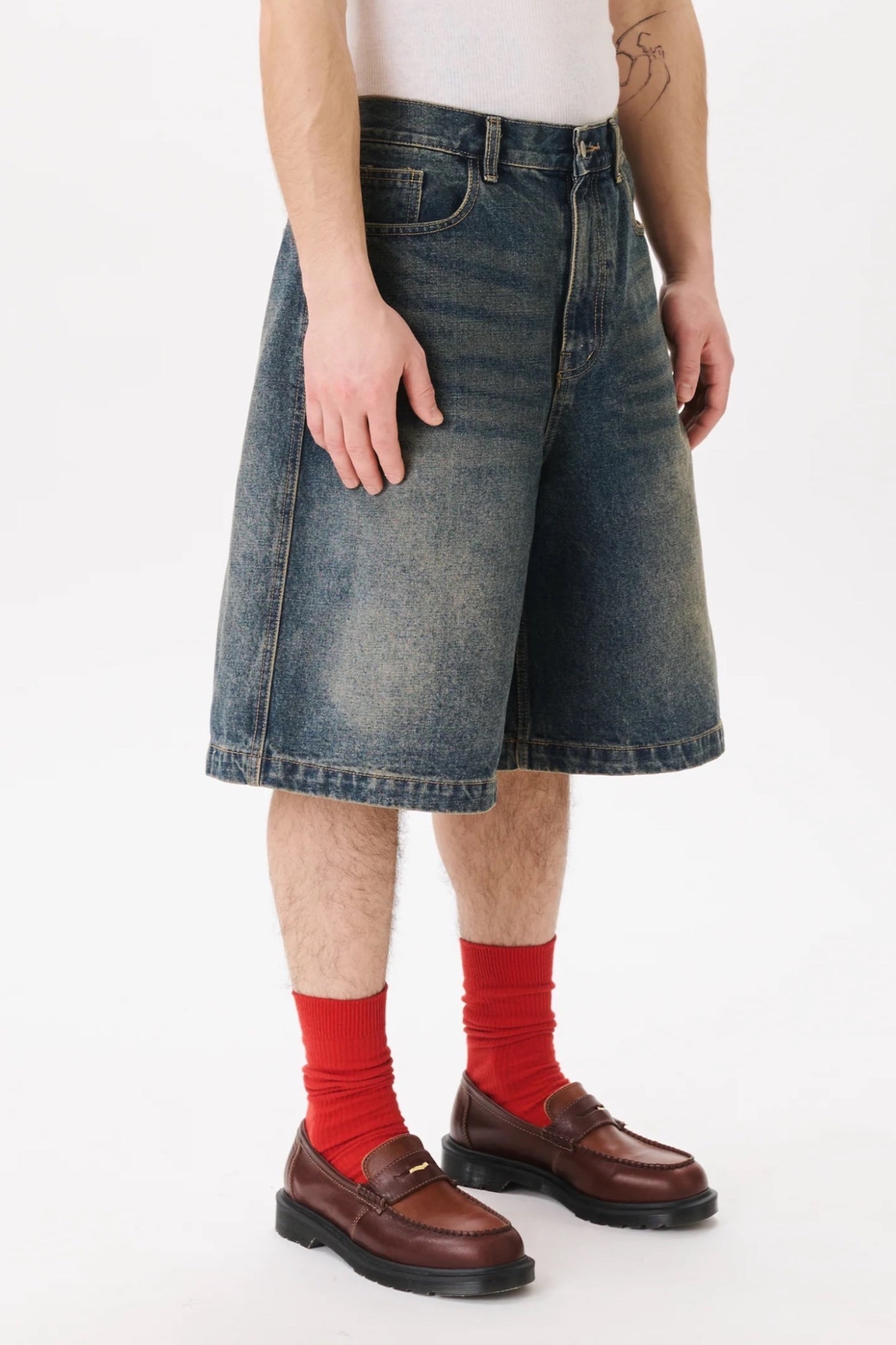 Estudio Niksen Half-Dart Denim Short Dark Blue | Short Denim Coton Corée | Edgar Bdx