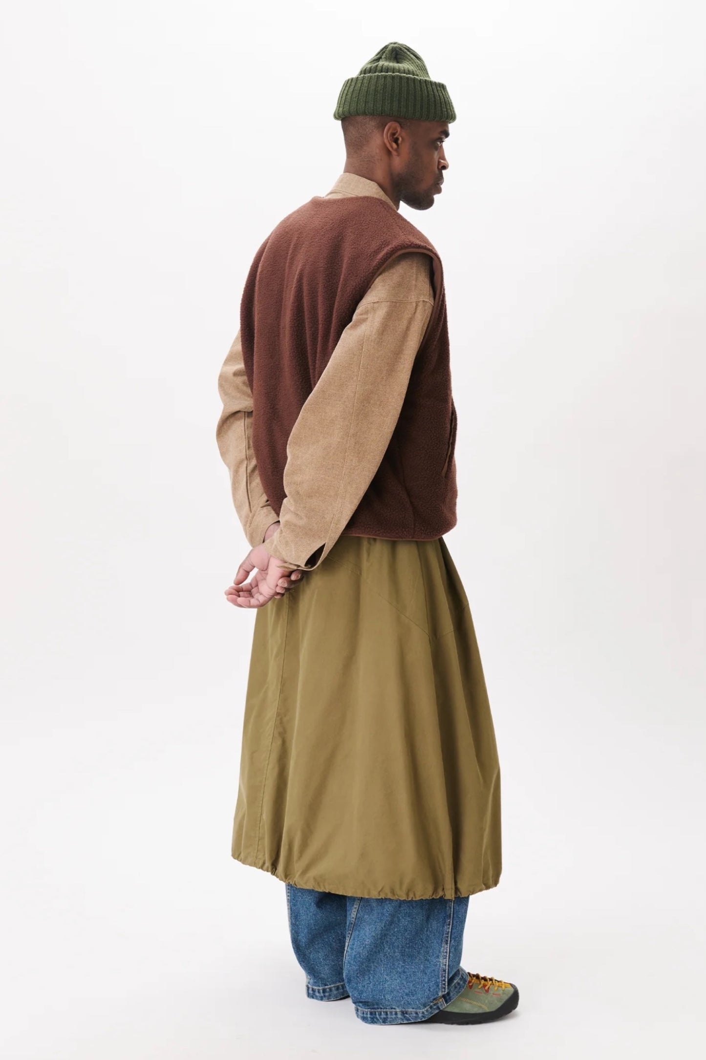 Estudio Niksen Pintuck Ballon Skirt Khaki | Jupe Ballon Coton Nylon Unisexe Corée | Edgar Bdx