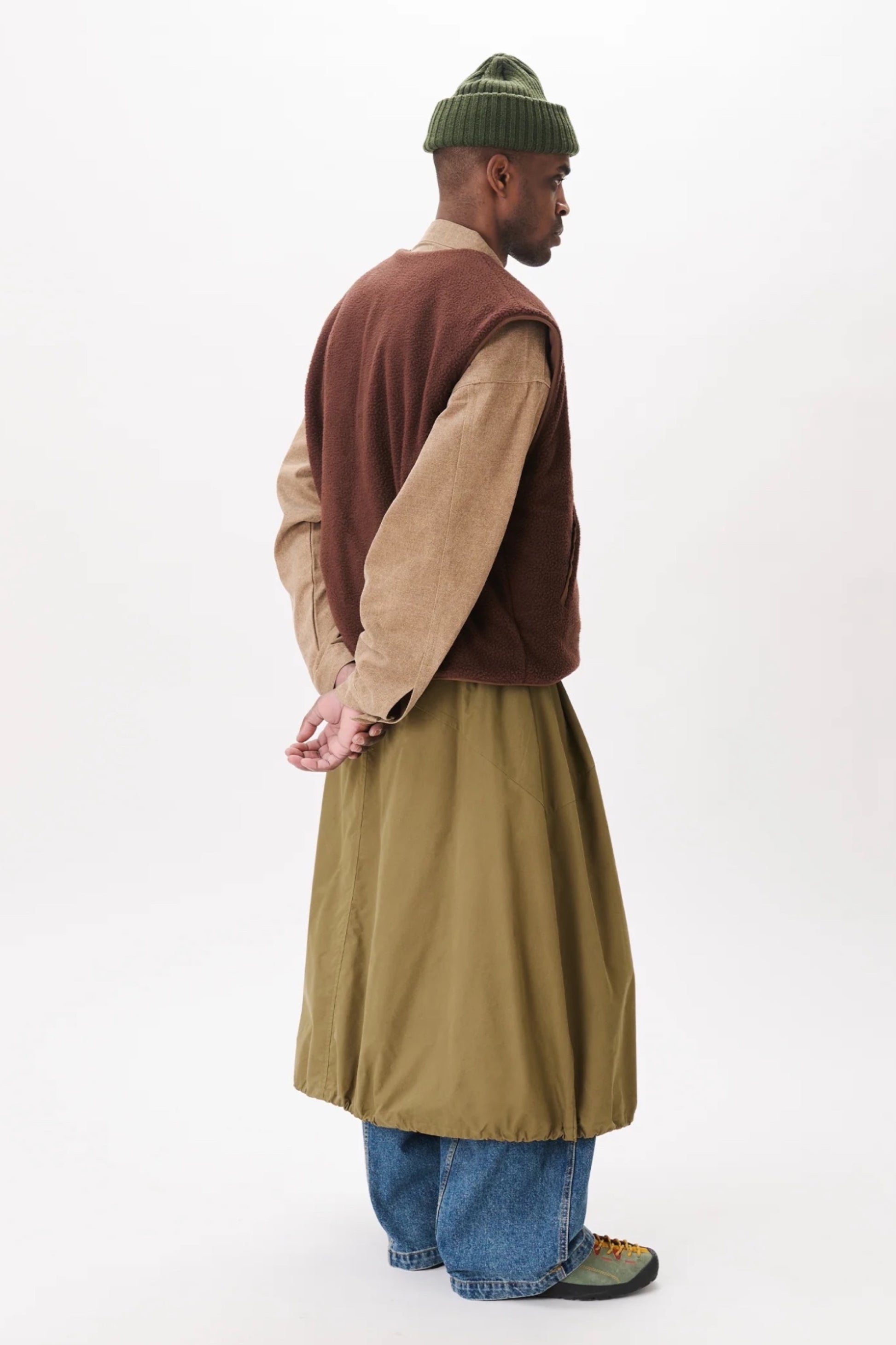 Estudio Niksen Pintuck Ballon Skirt Khaki | Jupe Ballon Coton Nylon Unisexe Corée | Edgar Bdx