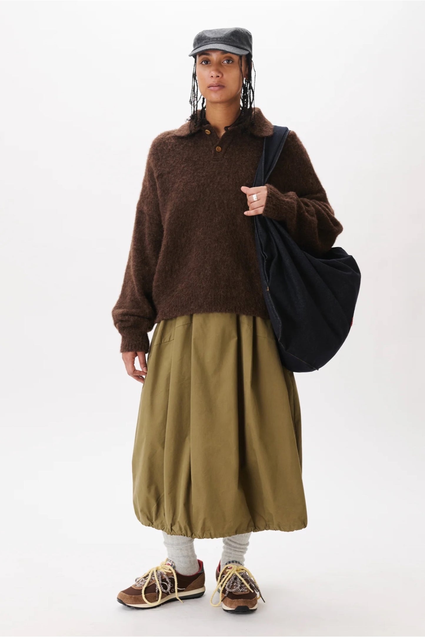 Estudio Niksen Pintuck Ballon Skirt Khaki | Jupe Ballon Coton Nylon Unisexe Corée | Edgar Bdx