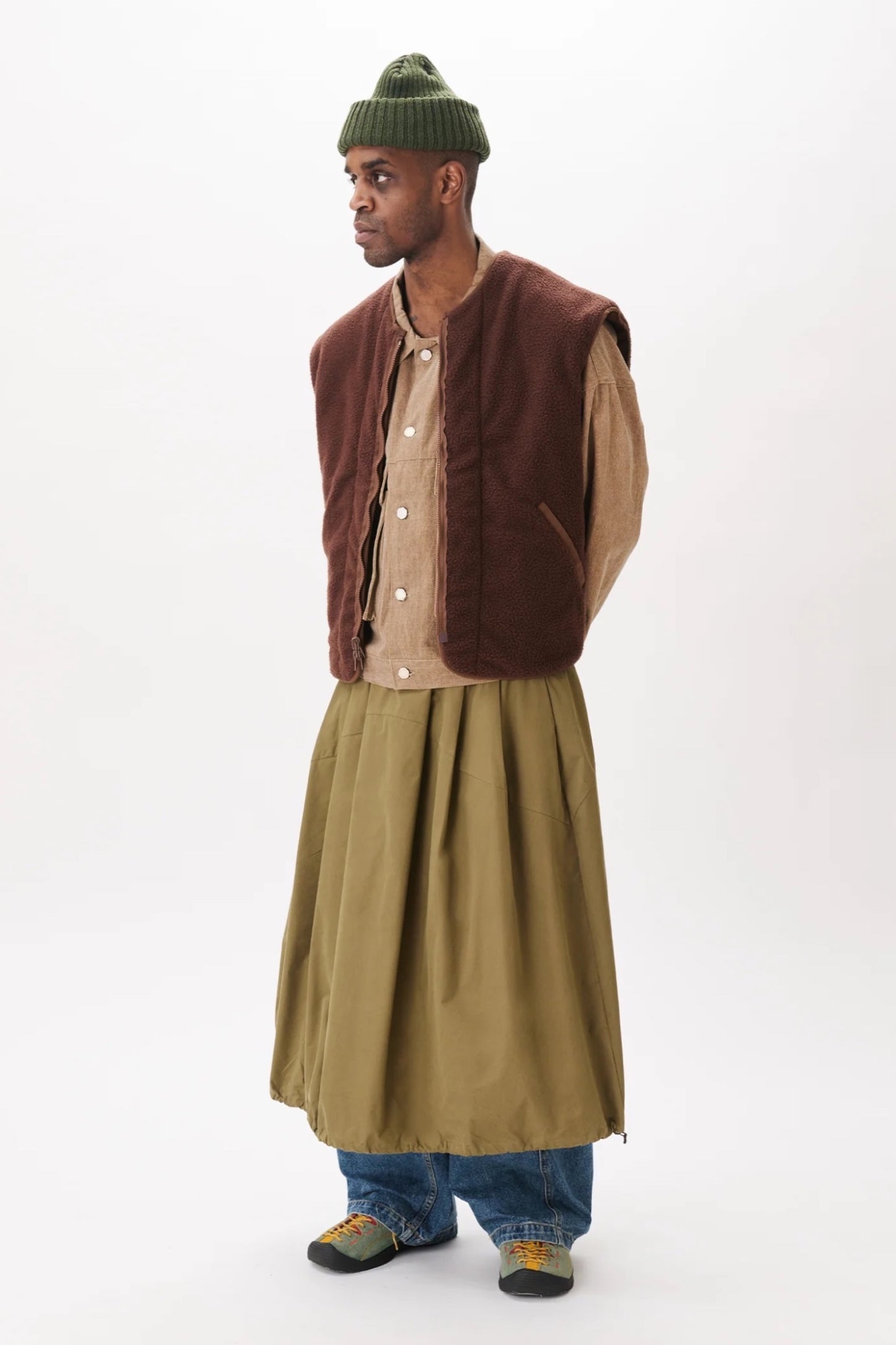 Estudio Niksen Pintuck Ballon Skirt Khaki | Jupe Ballon Coton Nylon Unisexe Corée | Edgar Bdx