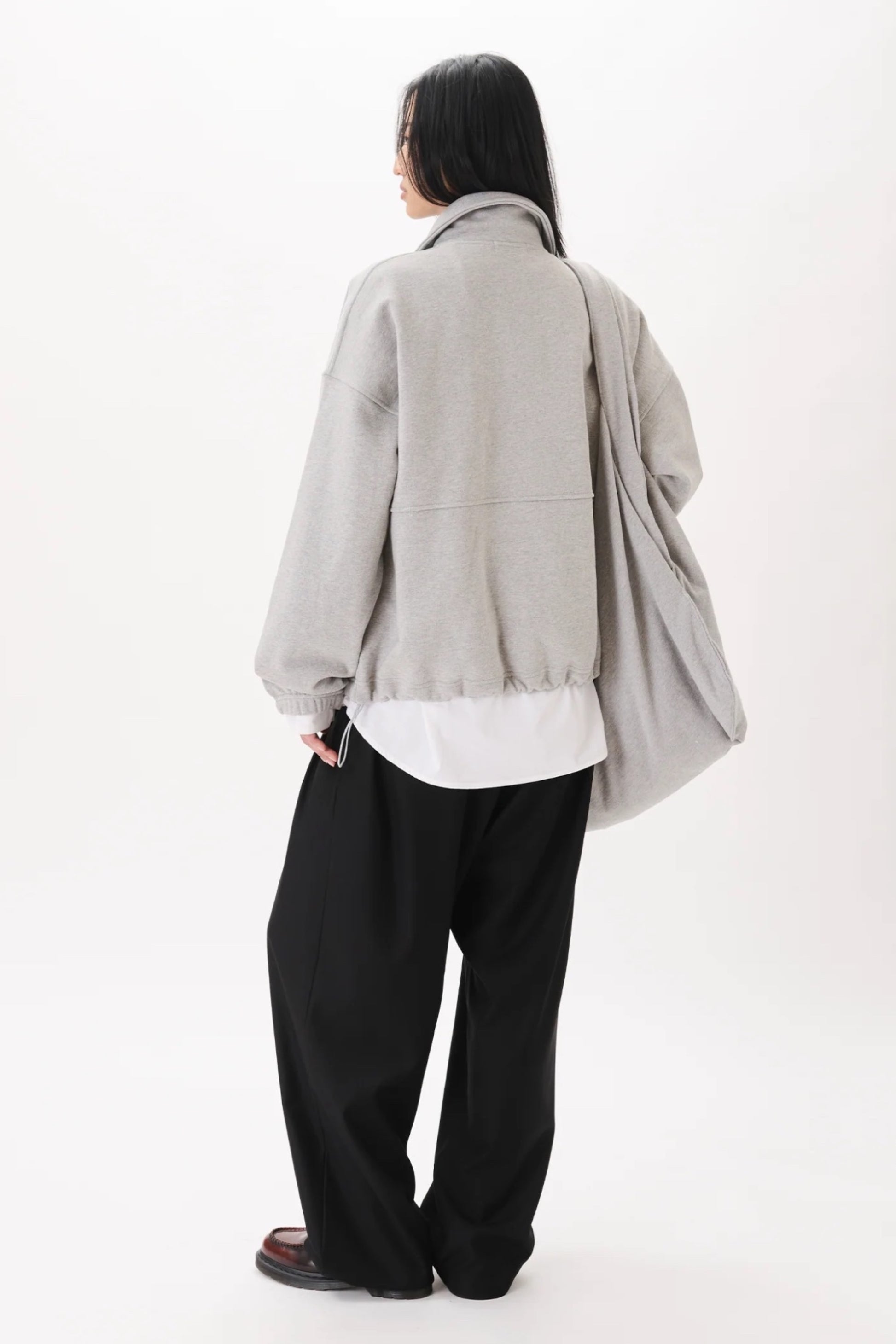 Estudio Niksen Polo Crewneck Sweater Grey | Pull Coton Oversize Unisexe Corée | Edgar Bdx
