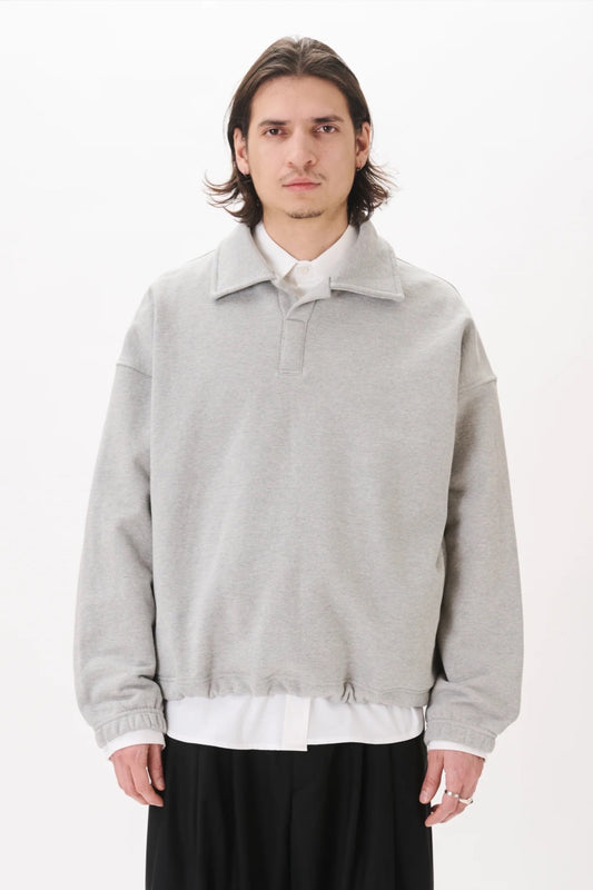 Estudio Niksen Polo Crewneck Sweater Grey | Pull Coton Oversize Unisexe Corée | Edgar Bdx