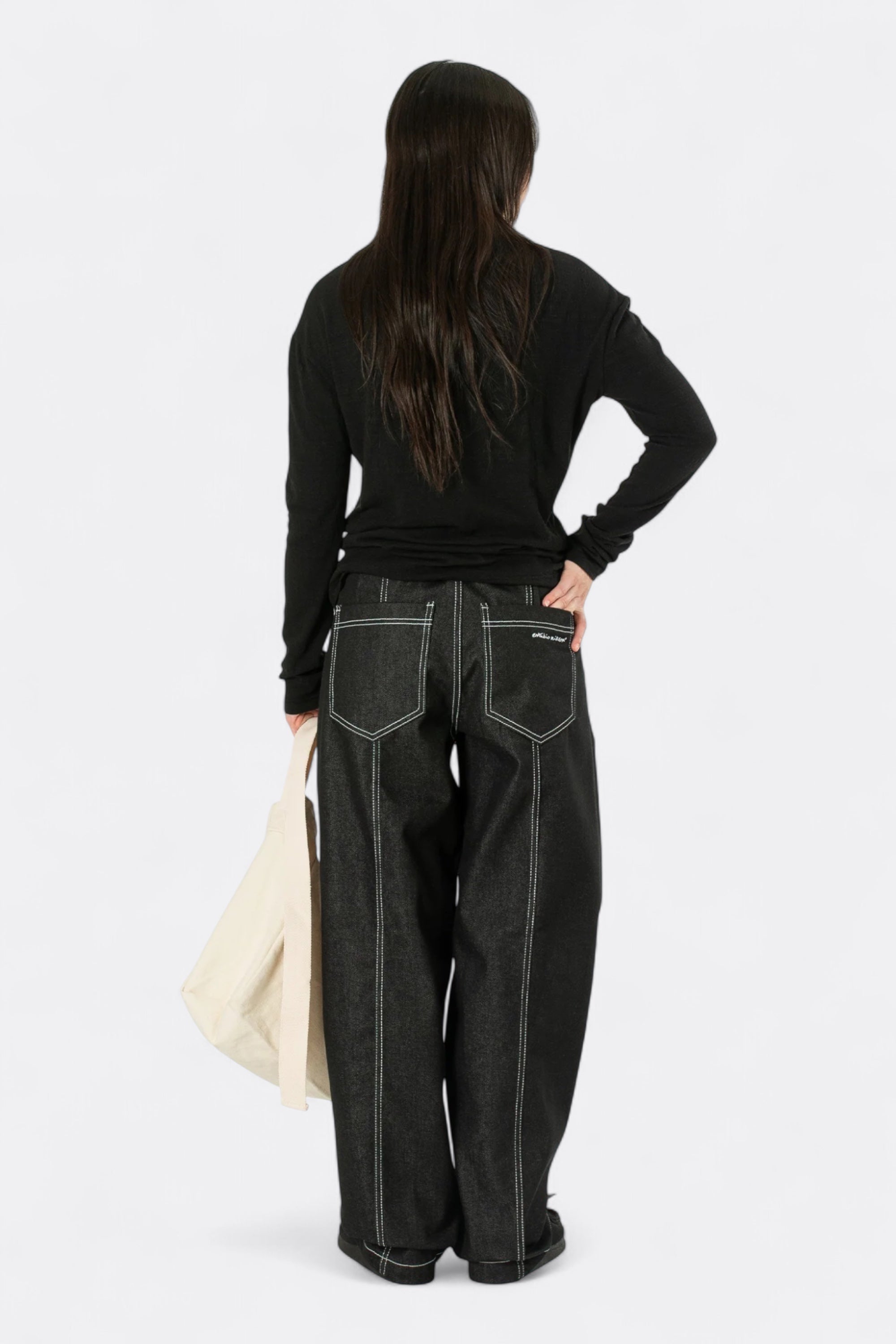 Estudio Niksen Raw Denim In-Stitch Jeans Black | 13oz Korean Denim