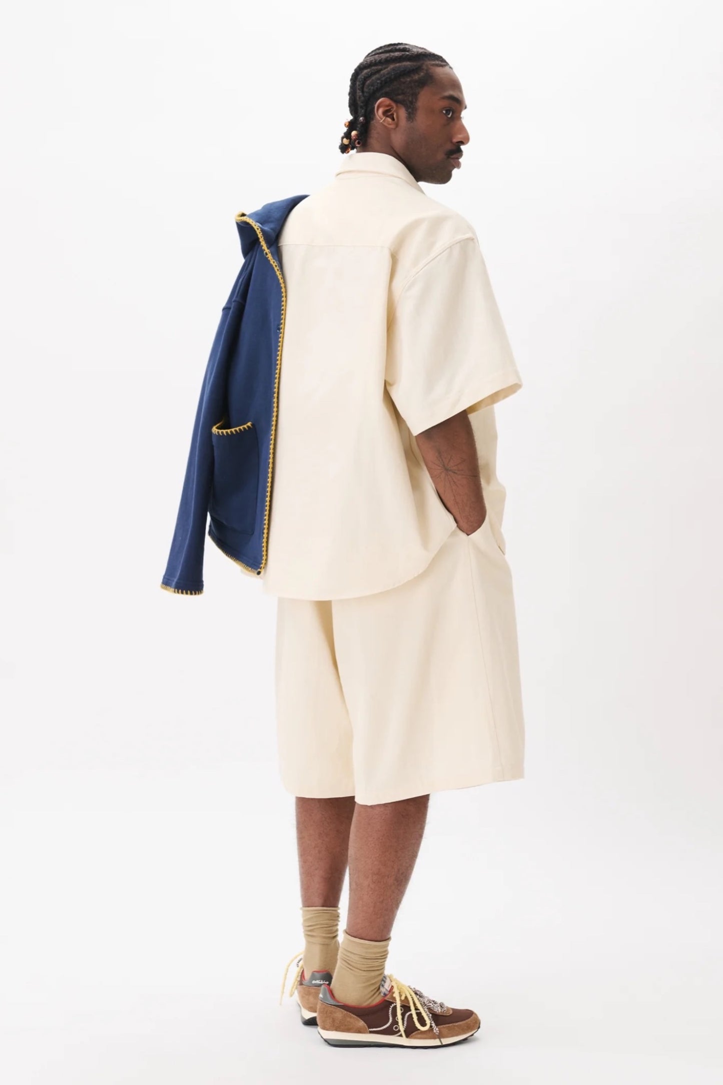Estudio Niksen Shortsleeve Wide Shirt Ivory | Chemise Denim Oxford Corée | Edgar Bdx
