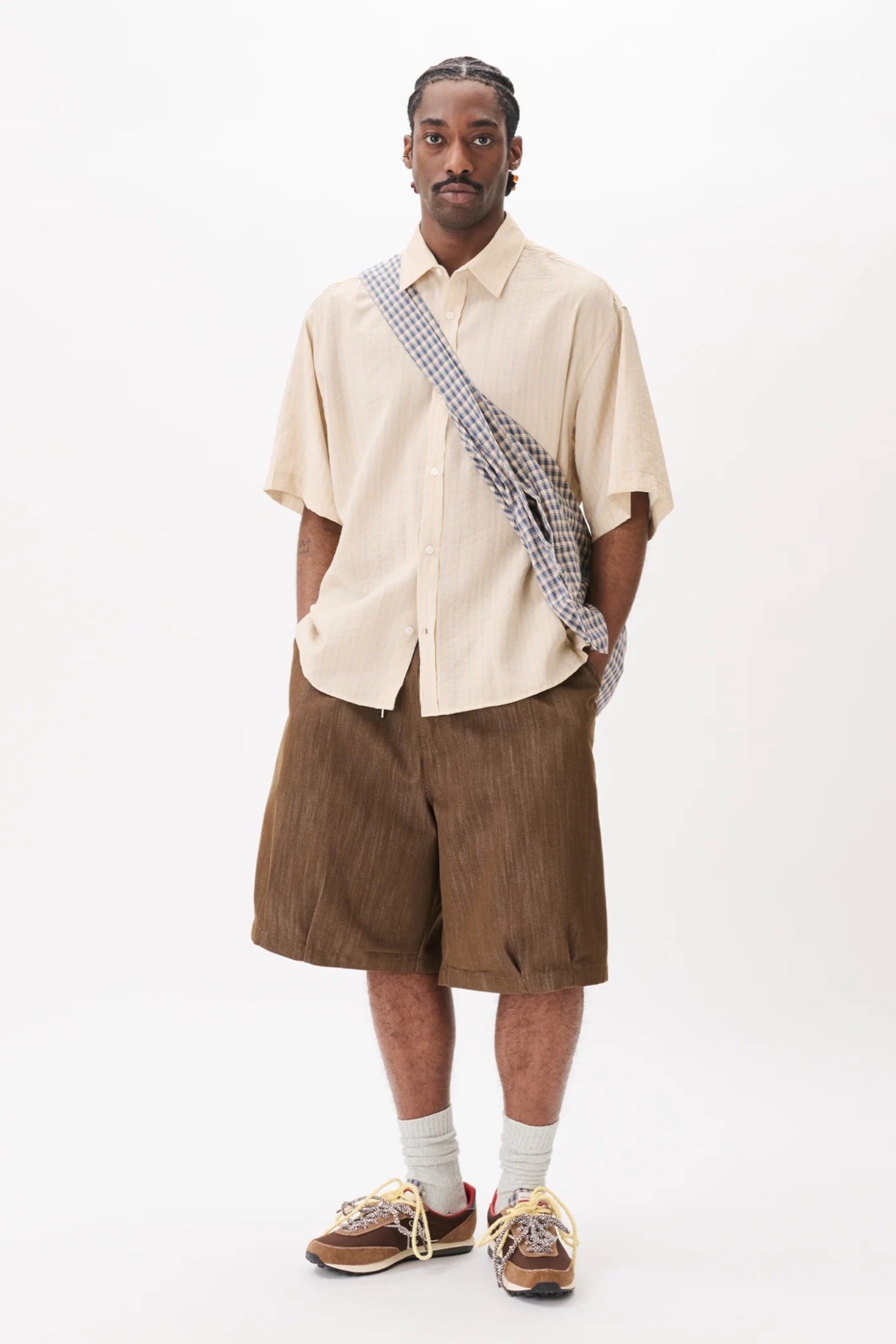 Estudio Niksen Stopper Denim Bermudas Brown | Bermuda Denim Unisexe Corée | Edgar Bdx