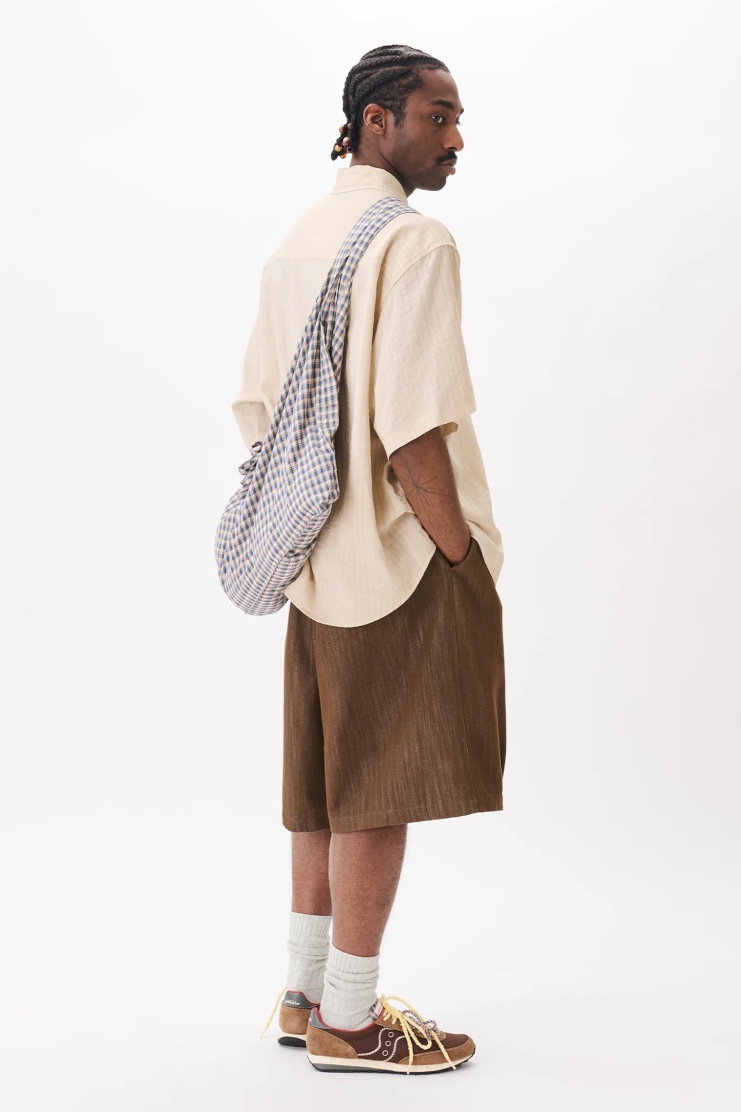 Estudio Niksen Stopper Denim Bermudas Brown | Bermuda Denim Unisexe Corée | Edgar Bdx