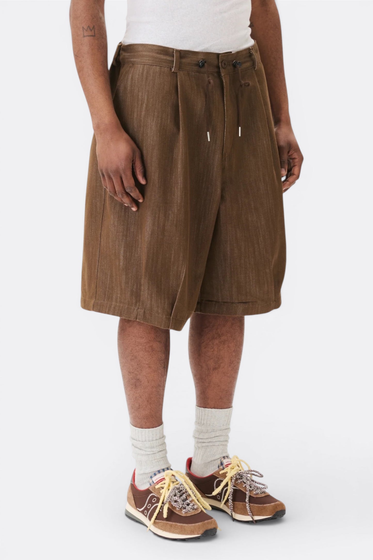 Estudio Niksen Stopper Denim Bermudas Brown | Bermuda Denim Unisexe Corée | Edgar Bdx