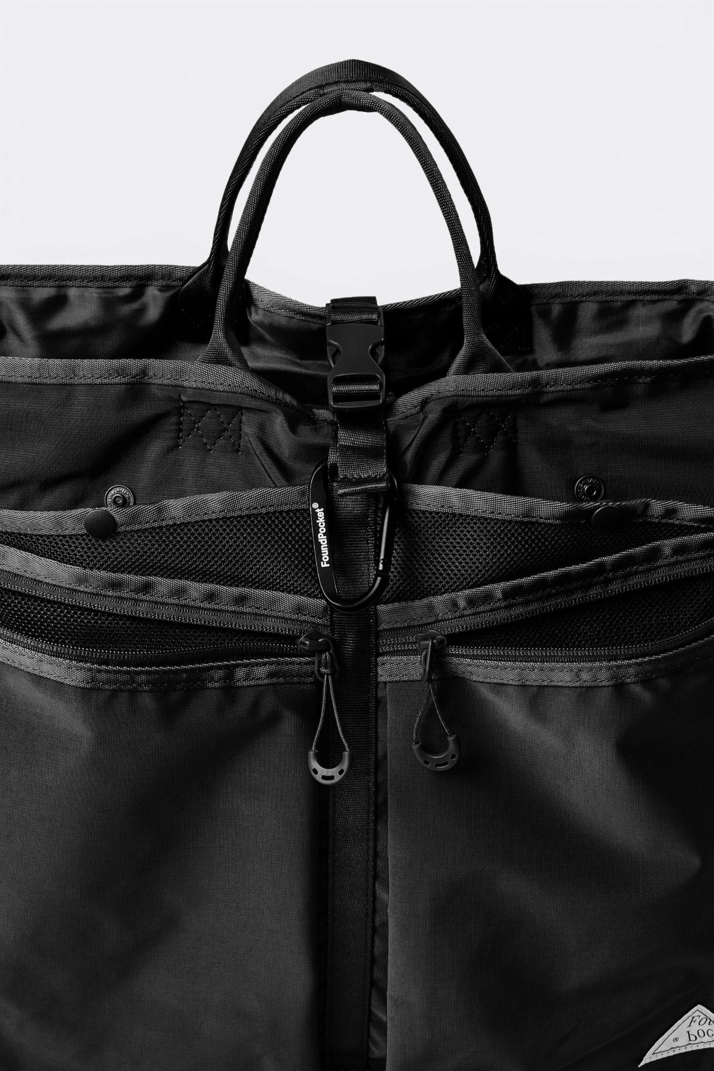 FOUND POCKET Focus Tote Bag Black | Cabas Nylon Hydrofuge Laptop | Edgar Bdx