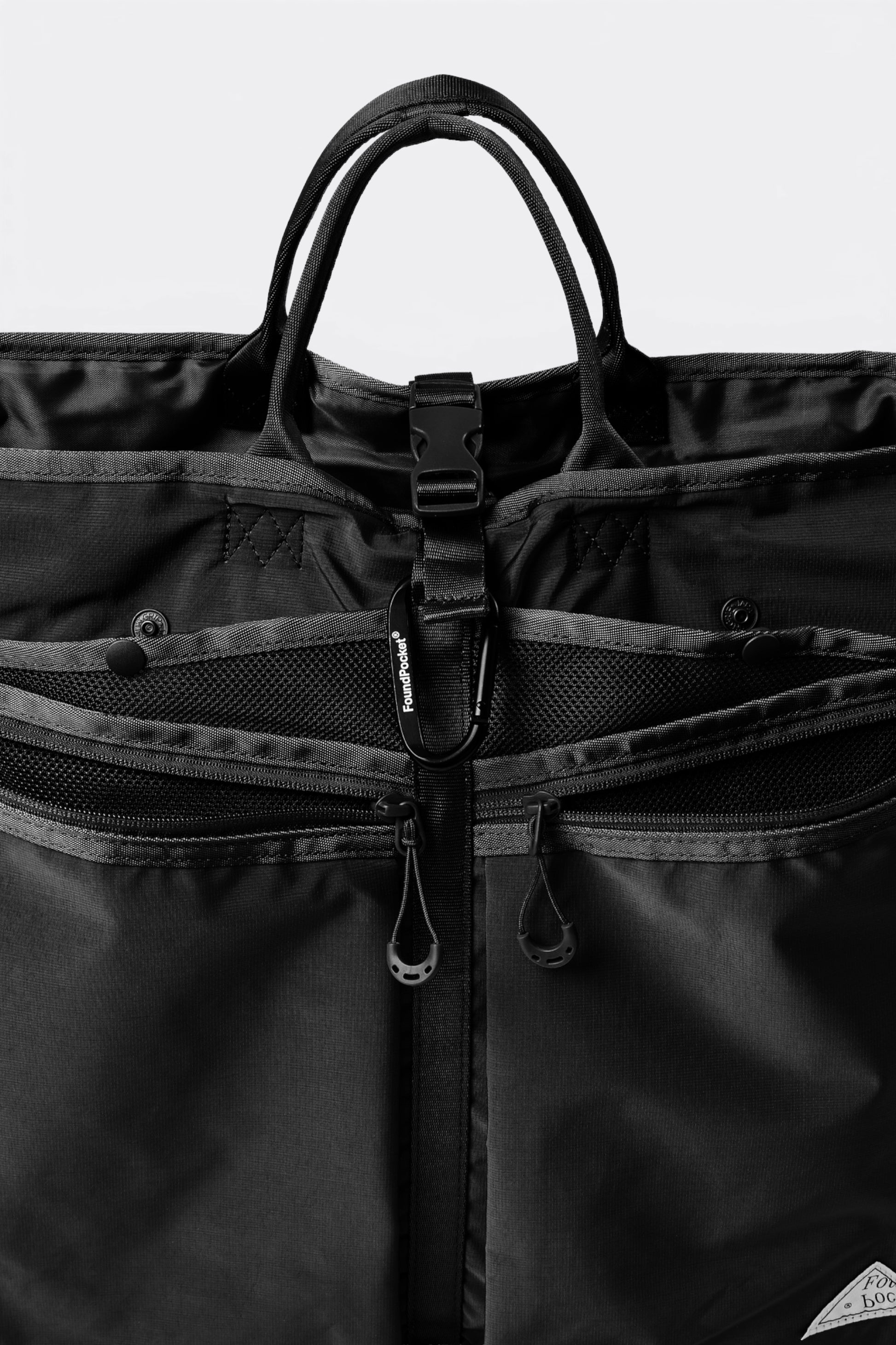 FOUND POCKET Focus Tote Bag Black | Cabas Nylon Hydrofuge Laptop | Edgar Bdx
