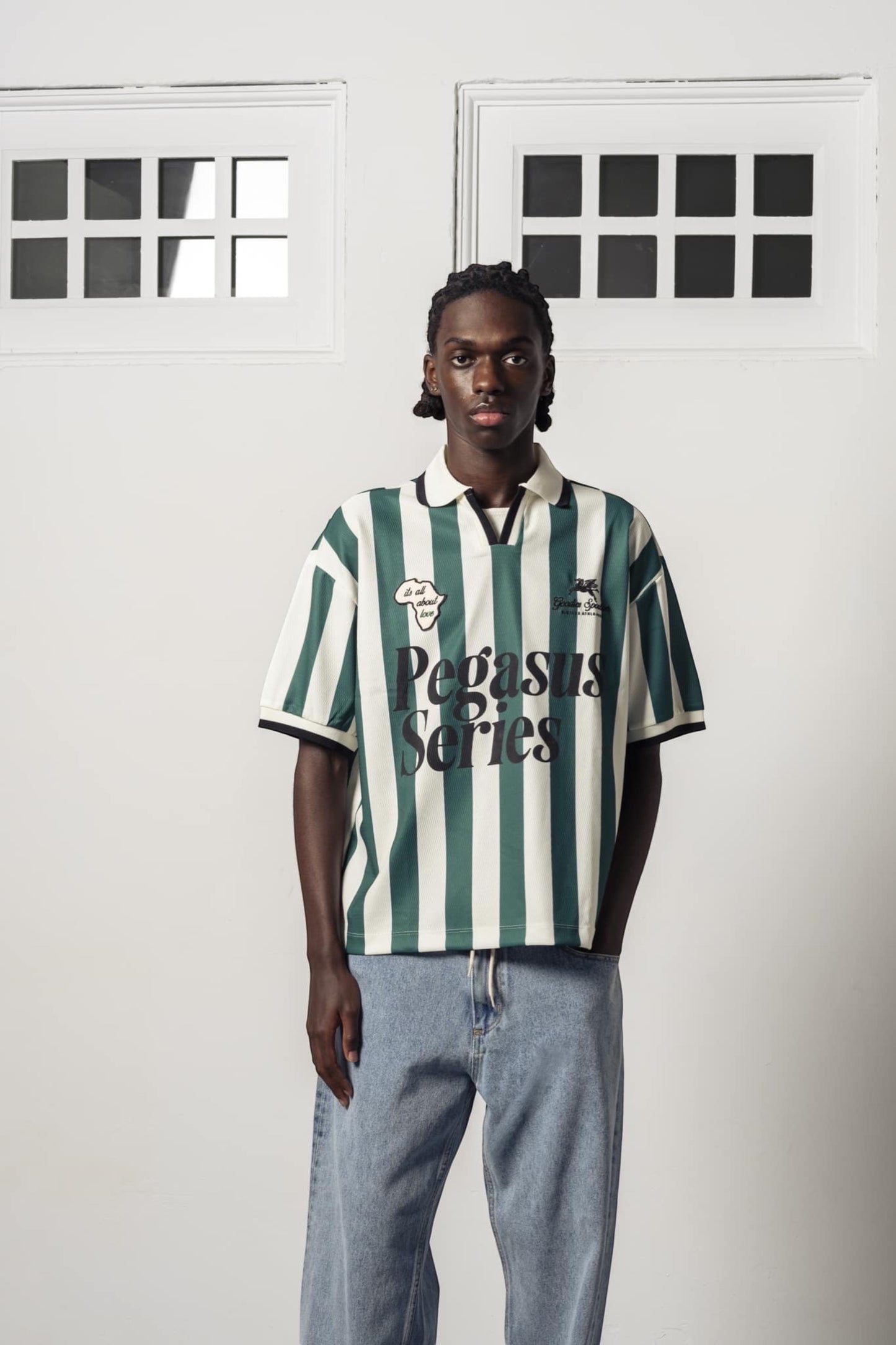 Goodies Sportive About Love Football Tee Green Ecru | Maillot Mesh Polyester Portugal