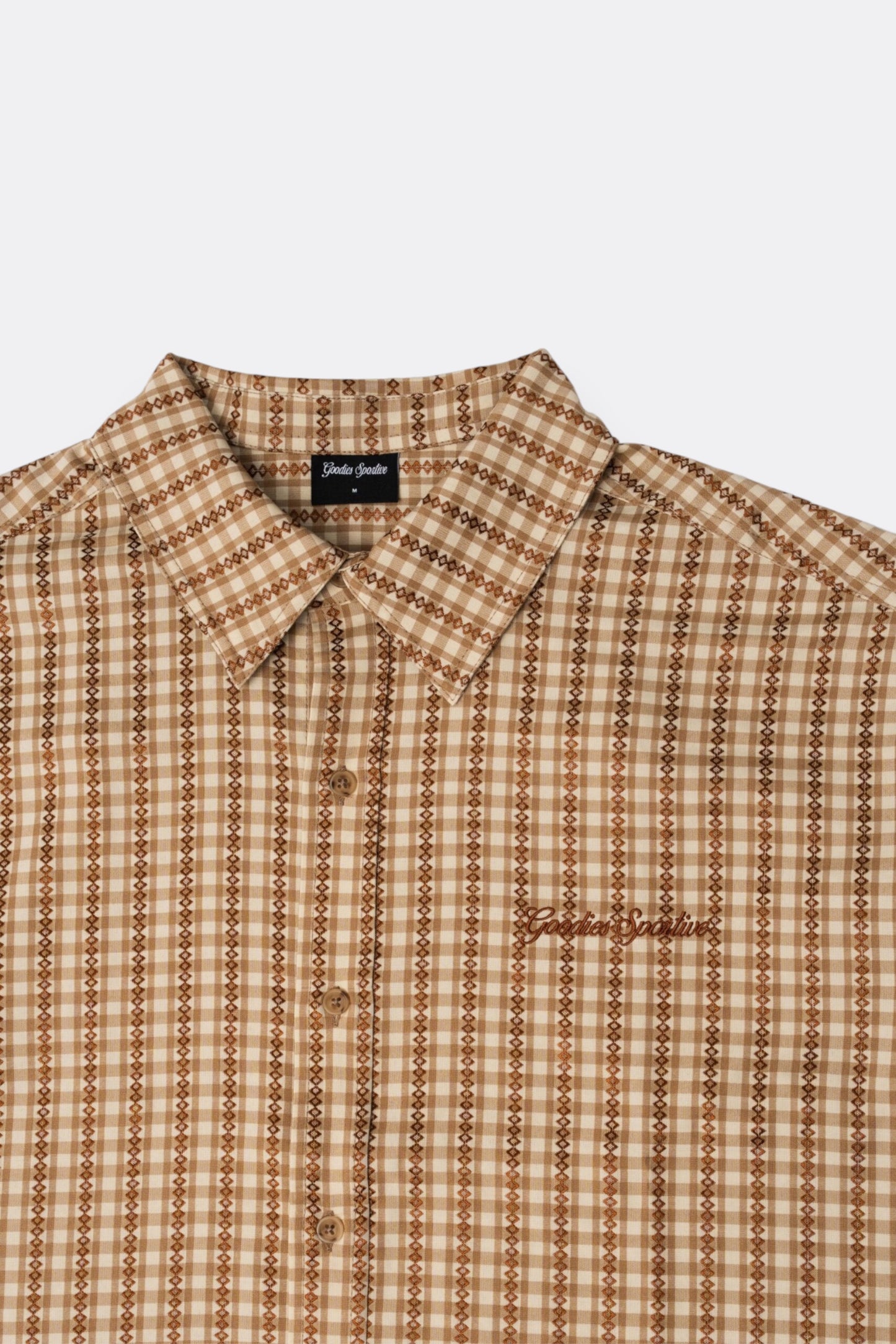 Goodies Sportive Amphora Boxy Shirt Ecru Brown | Chemise Coton Jacquard