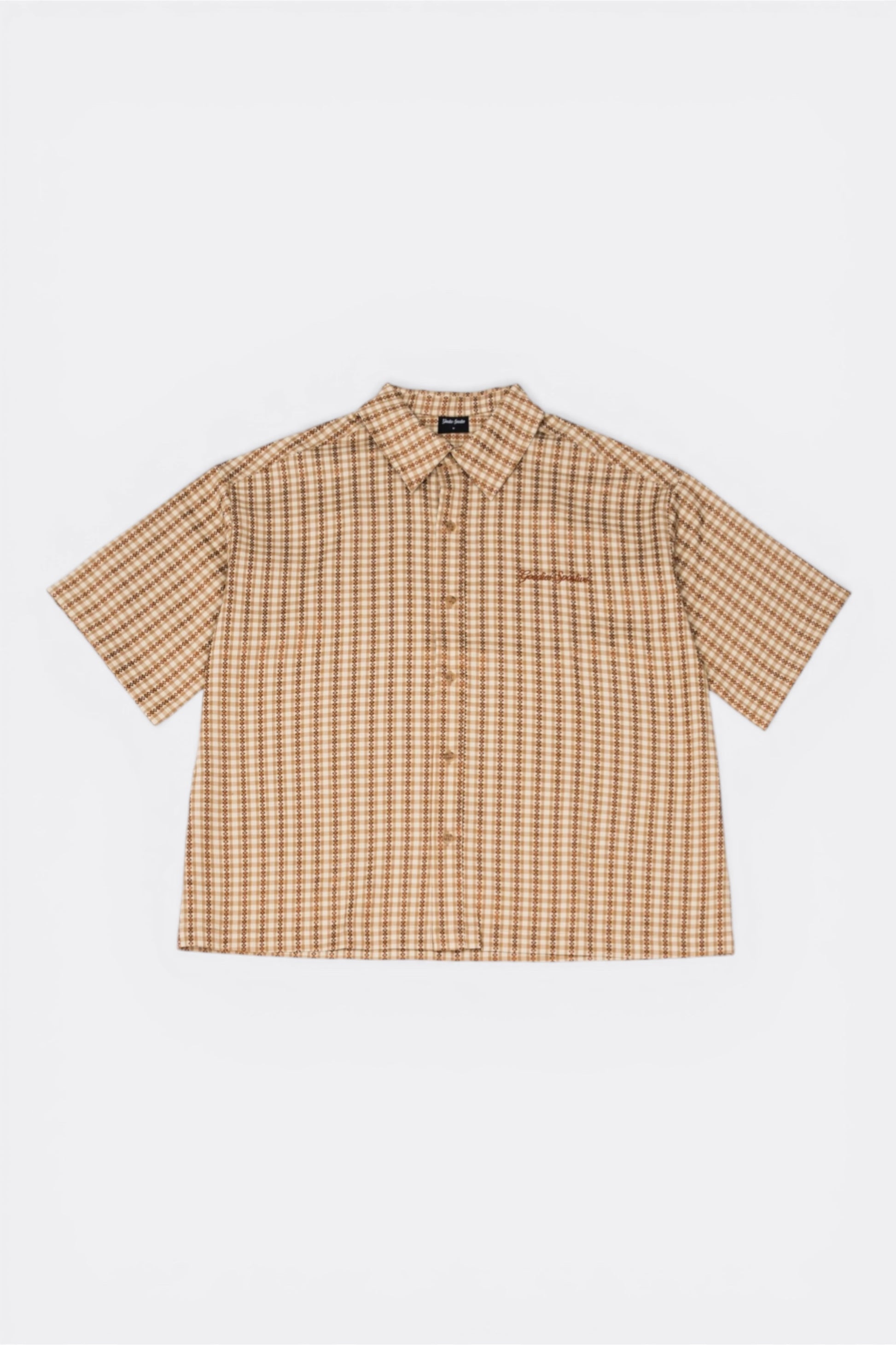 Goodies Sportive Amphora Boxy Shirt Ecru Brown | Chemise Coton Jacquard