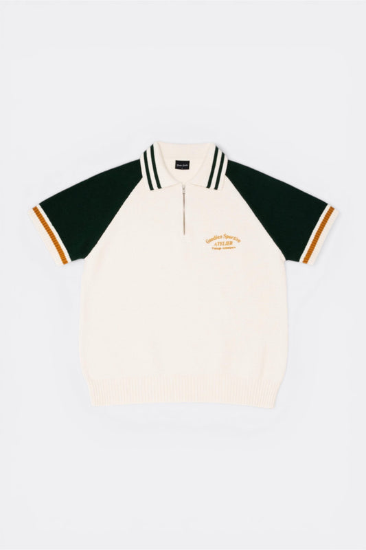 Goodies Sportive Biker Premium Knit Green Ecru | Tricot Coton Brodé Portugal