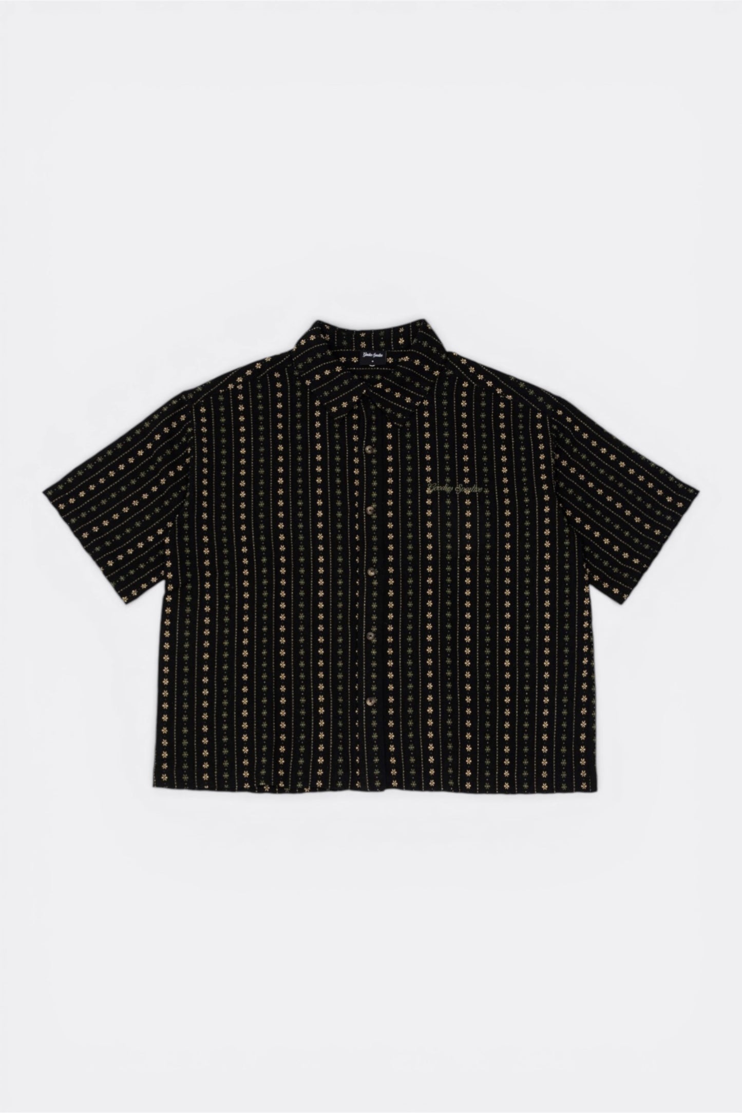 Goodies Sportive Boxy Thyme Shirt Black | Chemise Coton Jacquard