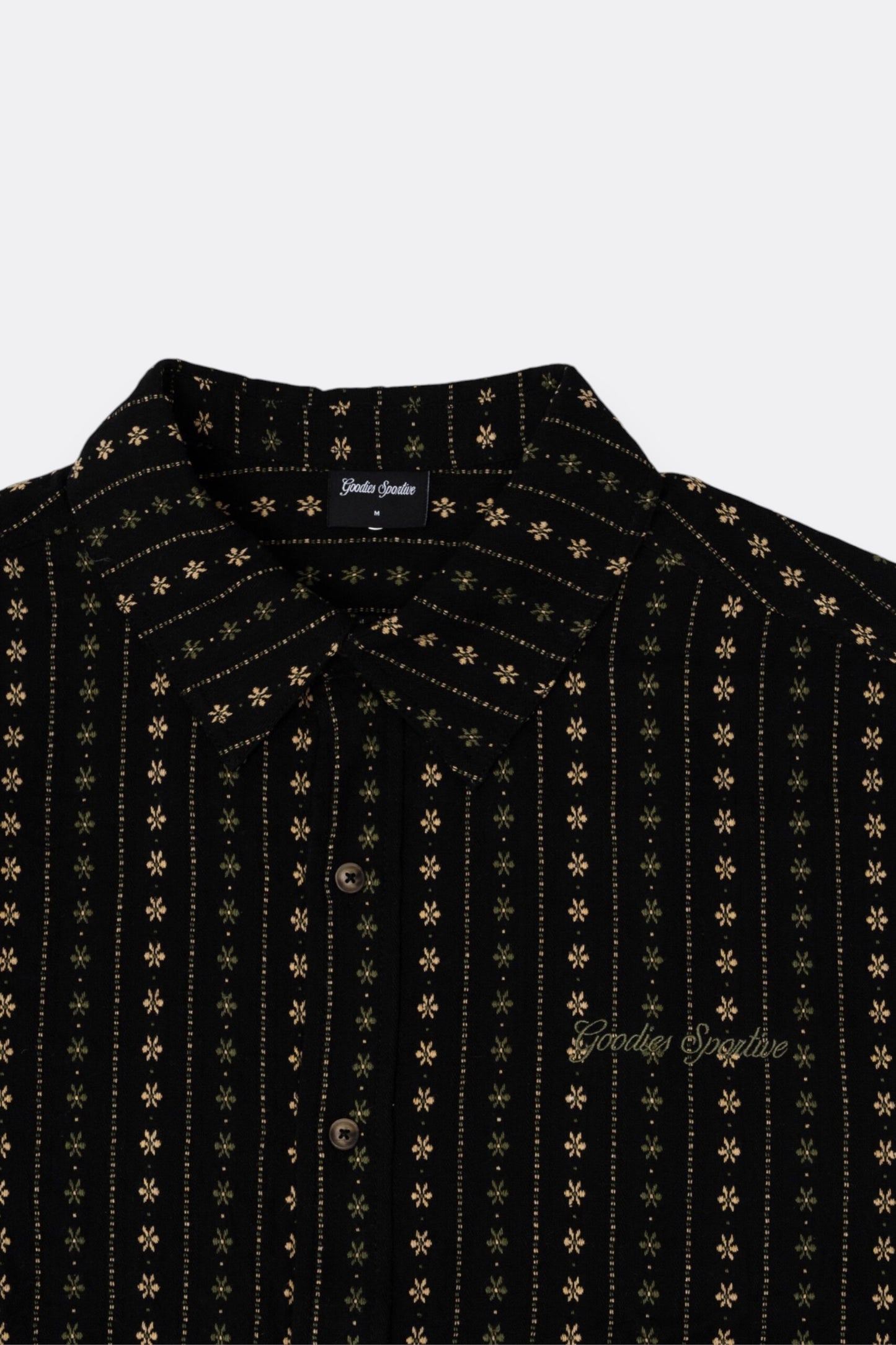 Goodies Sportive Boxy Thyme Shirt Black | Chemise Coton Jacquard
