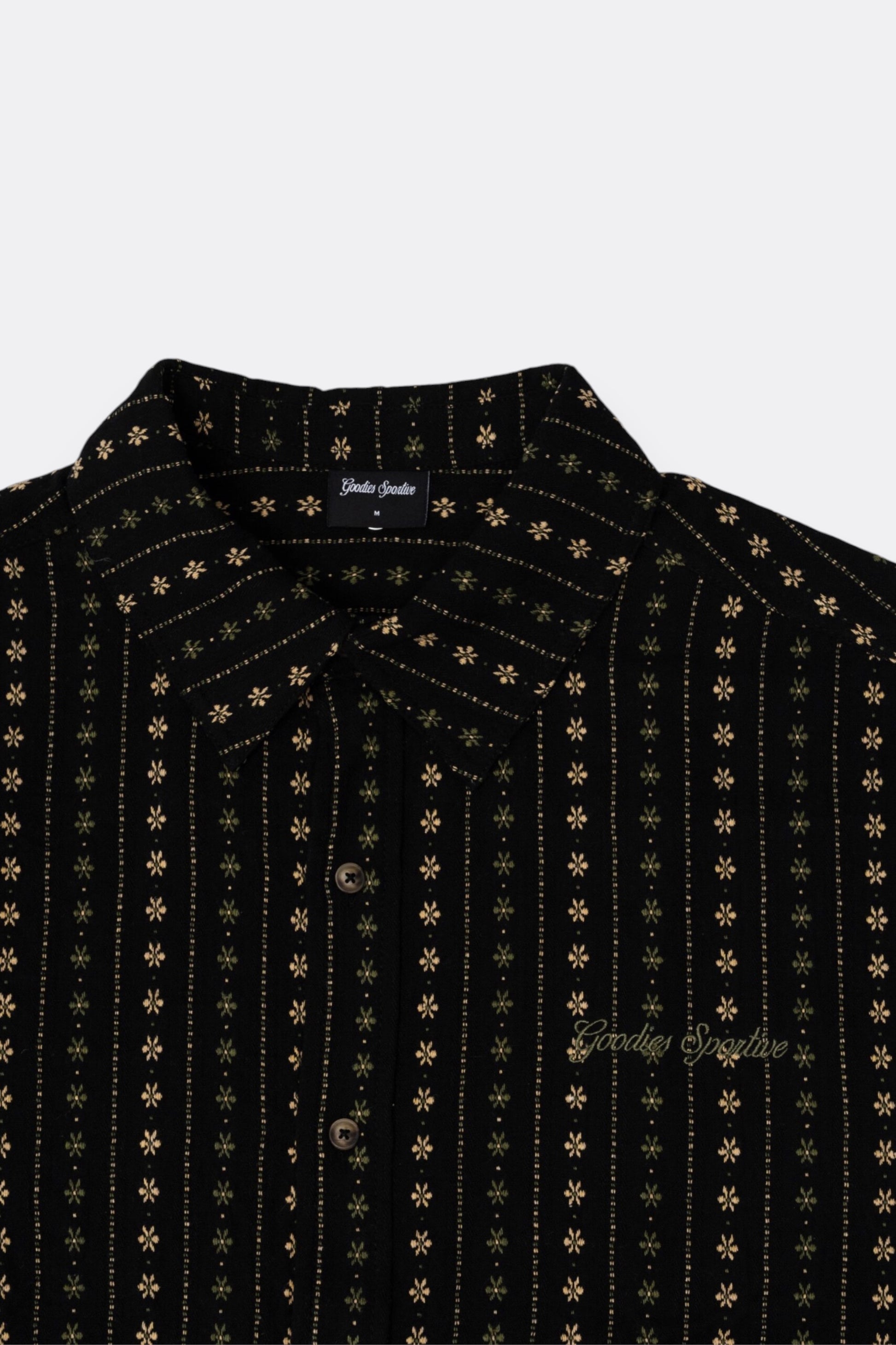 Goodies Sportive Boxy Thyme Shirt Black | Chemise Coton Jacquard
