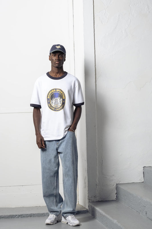 T-Shirt Ringer Grand Oriental White Navy - Streetwear Goodies Sportive | Edgar Bdx