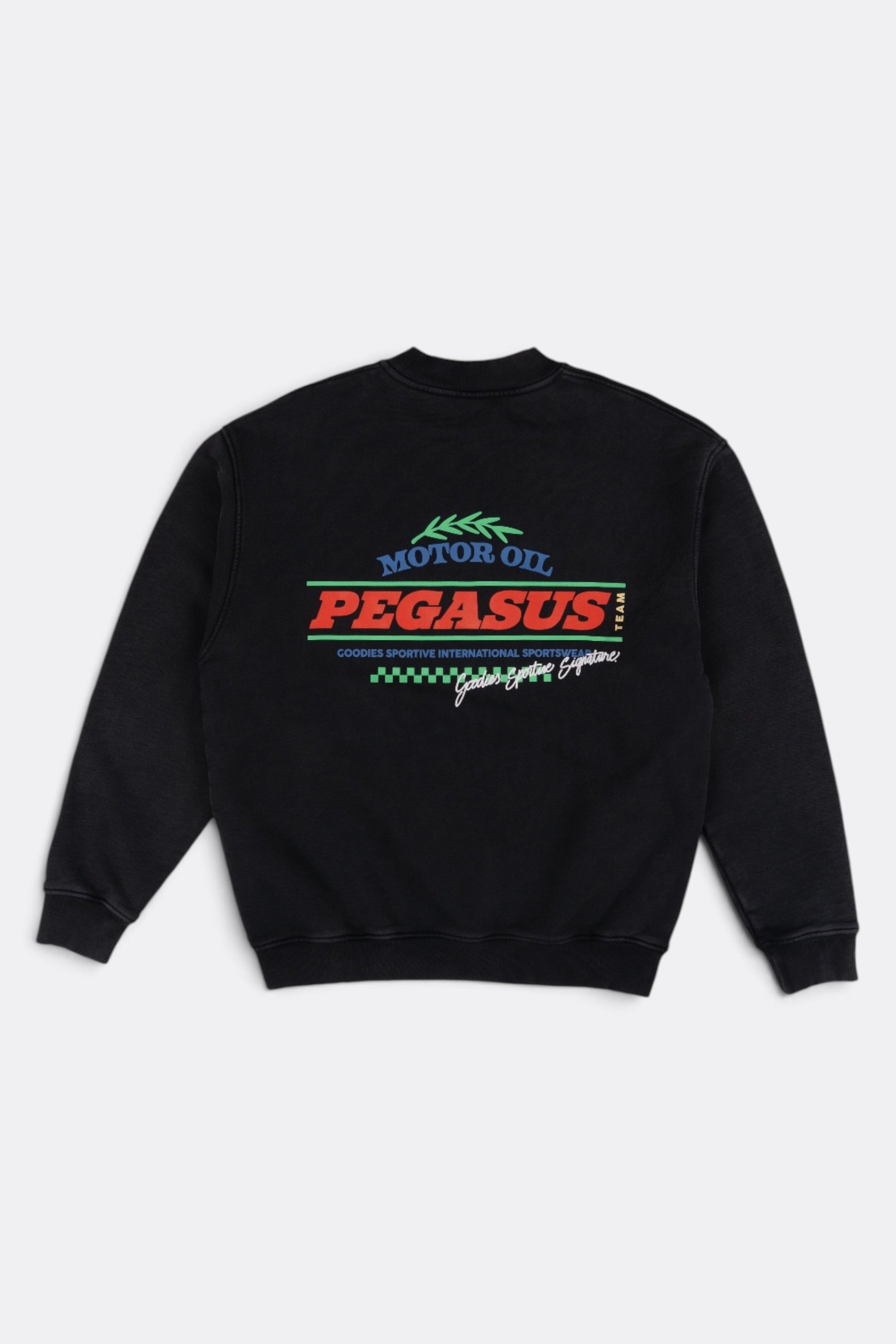 GOODIES SPORTIVE Motor Oil Crewneck Black | Sweat Coton 550g Motif | Edgar Bdx