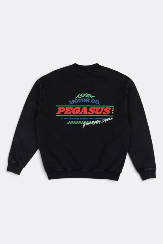 GOODIES SPORTIVE Motor Oil Crewneck Black | Sweat Coton 550g Motif | Edgar Bdx