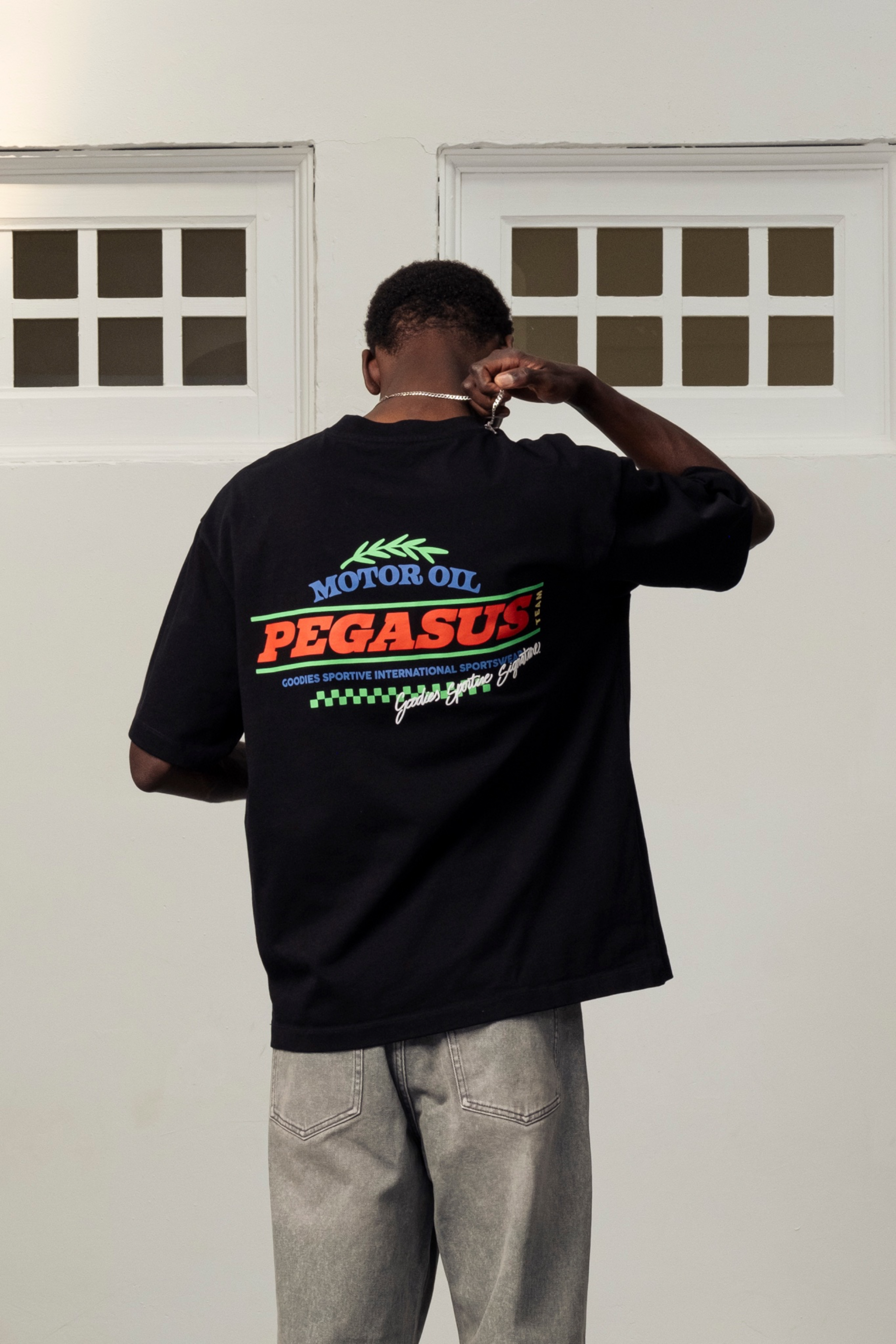 GOODIES SPORTIVE Motor Oil Tee Black | T-Shirt Coton 290g Motif | Edgar Bdx