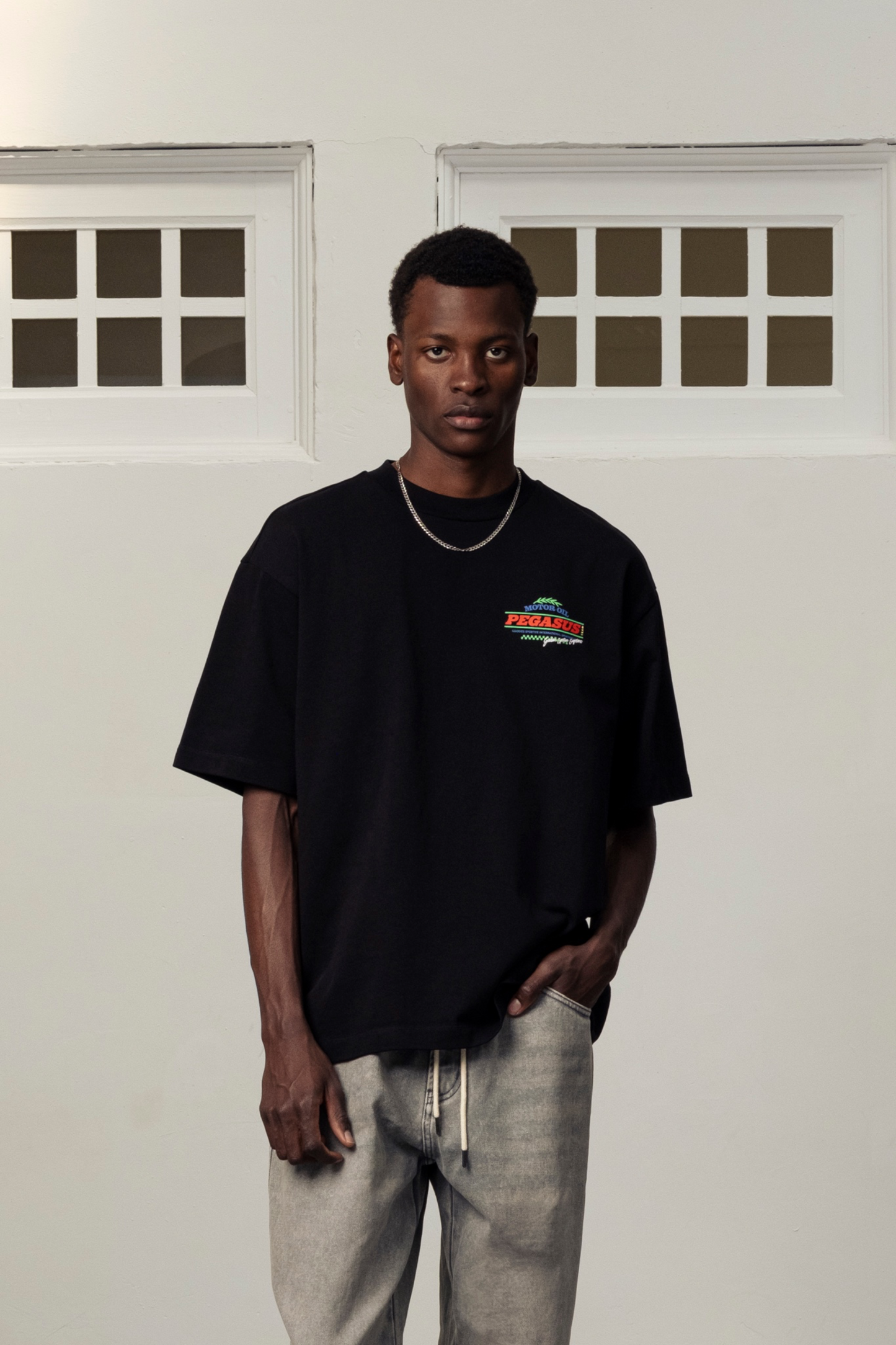 GOODIES SPORTIVE Motor Oil Tee Black | T-Shirt Coton 290g Motif | Edgar Bdx