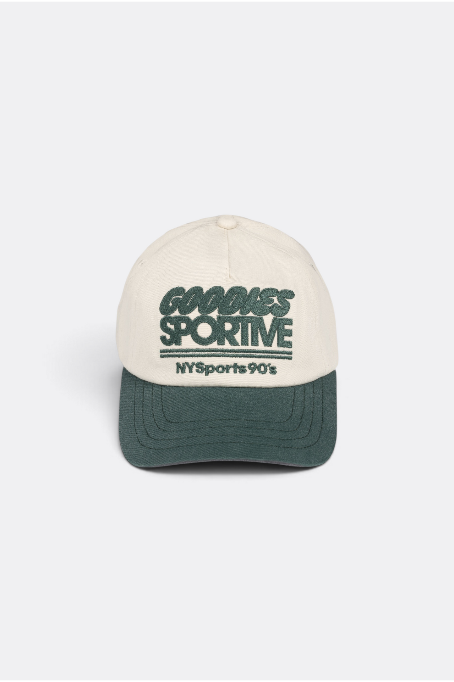 GOODIES SPORTIVE Nys Cap Ecru Green | Casquette Snapback Coton Brodée | Edgar Bdx