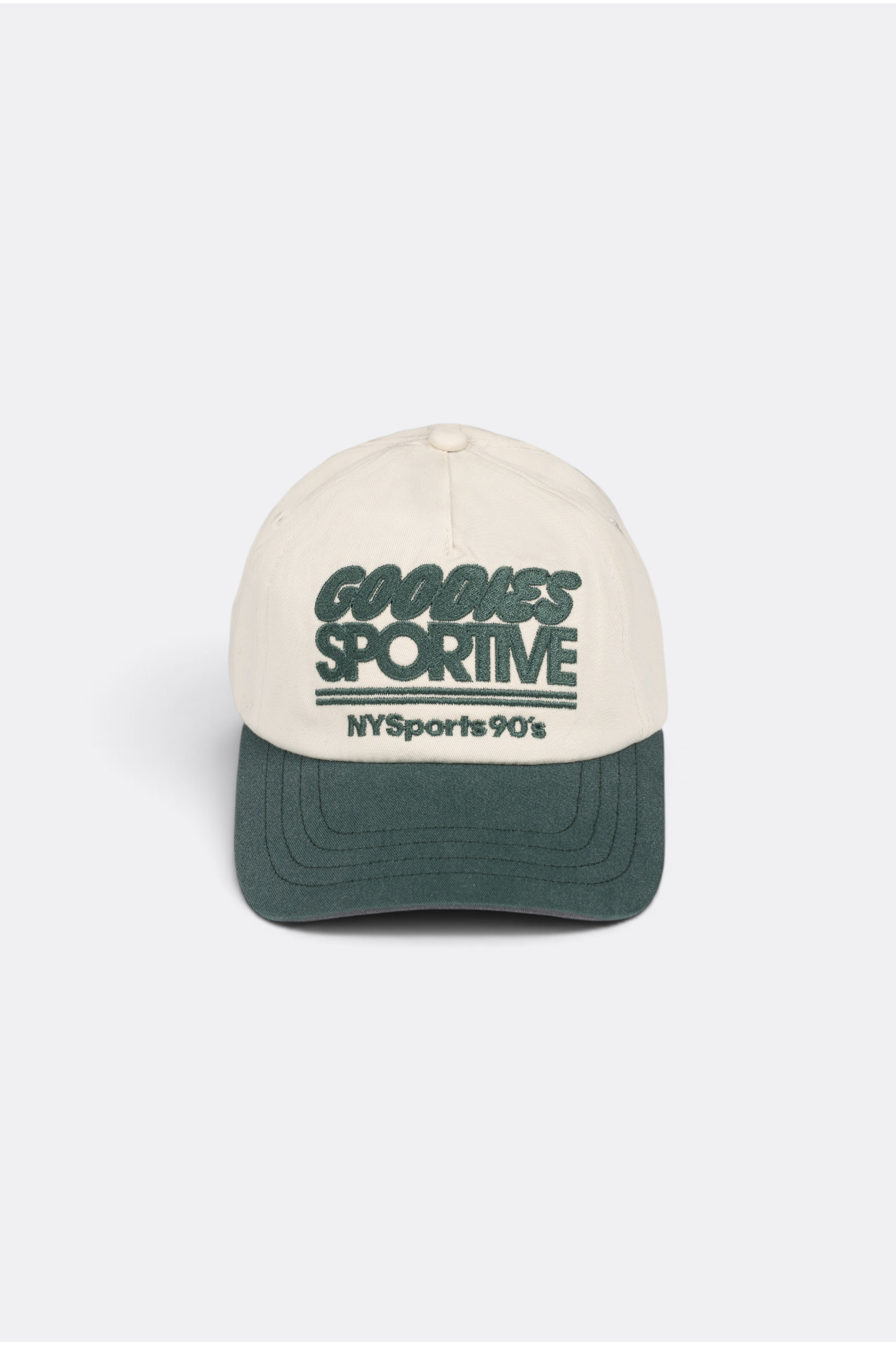 GOODIES SPORTIVE Nys Cap Ecru Green | Casquette Snapback Coton Brodée | Edgar Bdx
