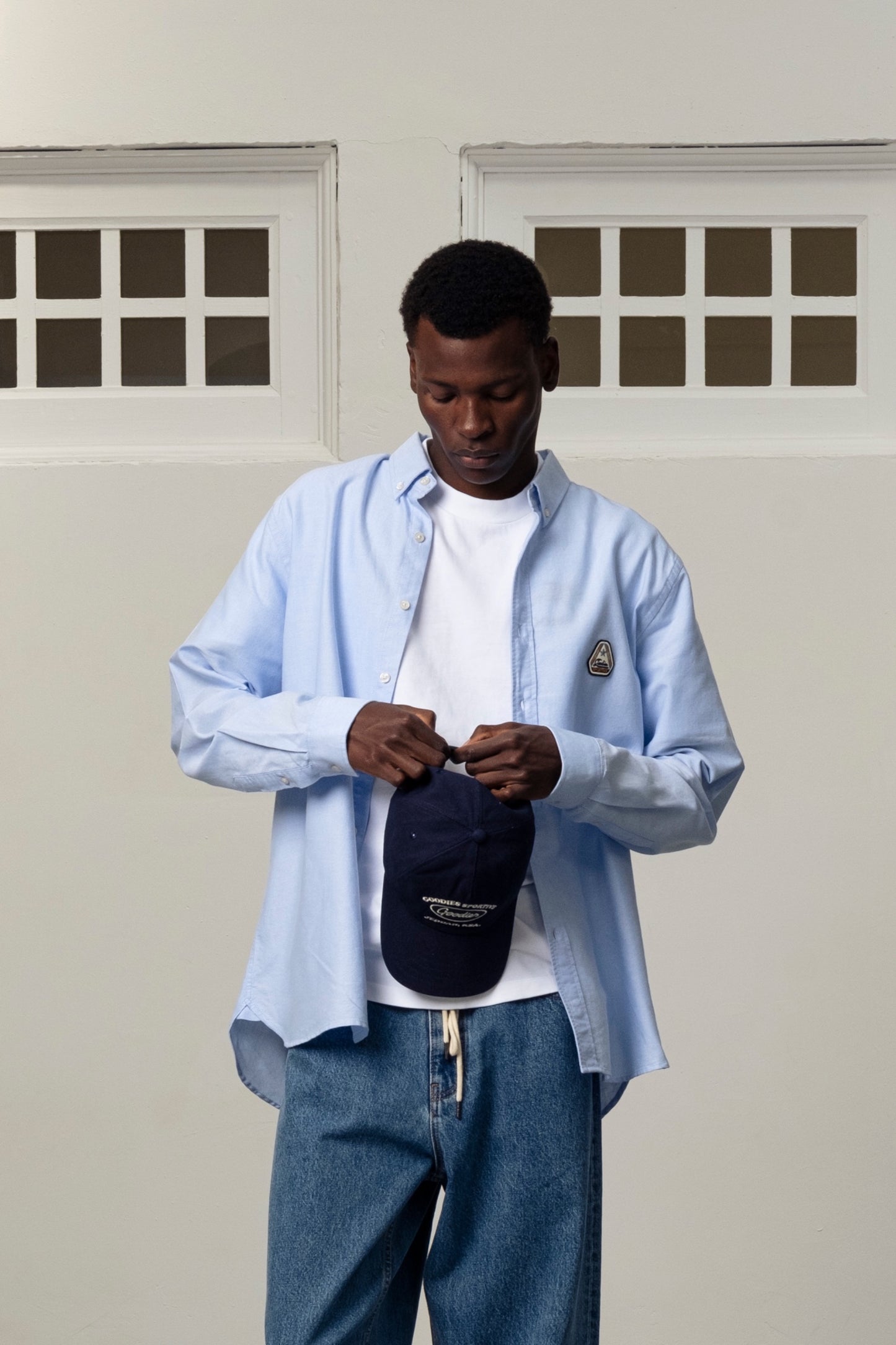 GOODIES SPORTIVE Oxford Shirt Blue | Chemise Coton Oxford Patch Brodé | Edgar Bdx