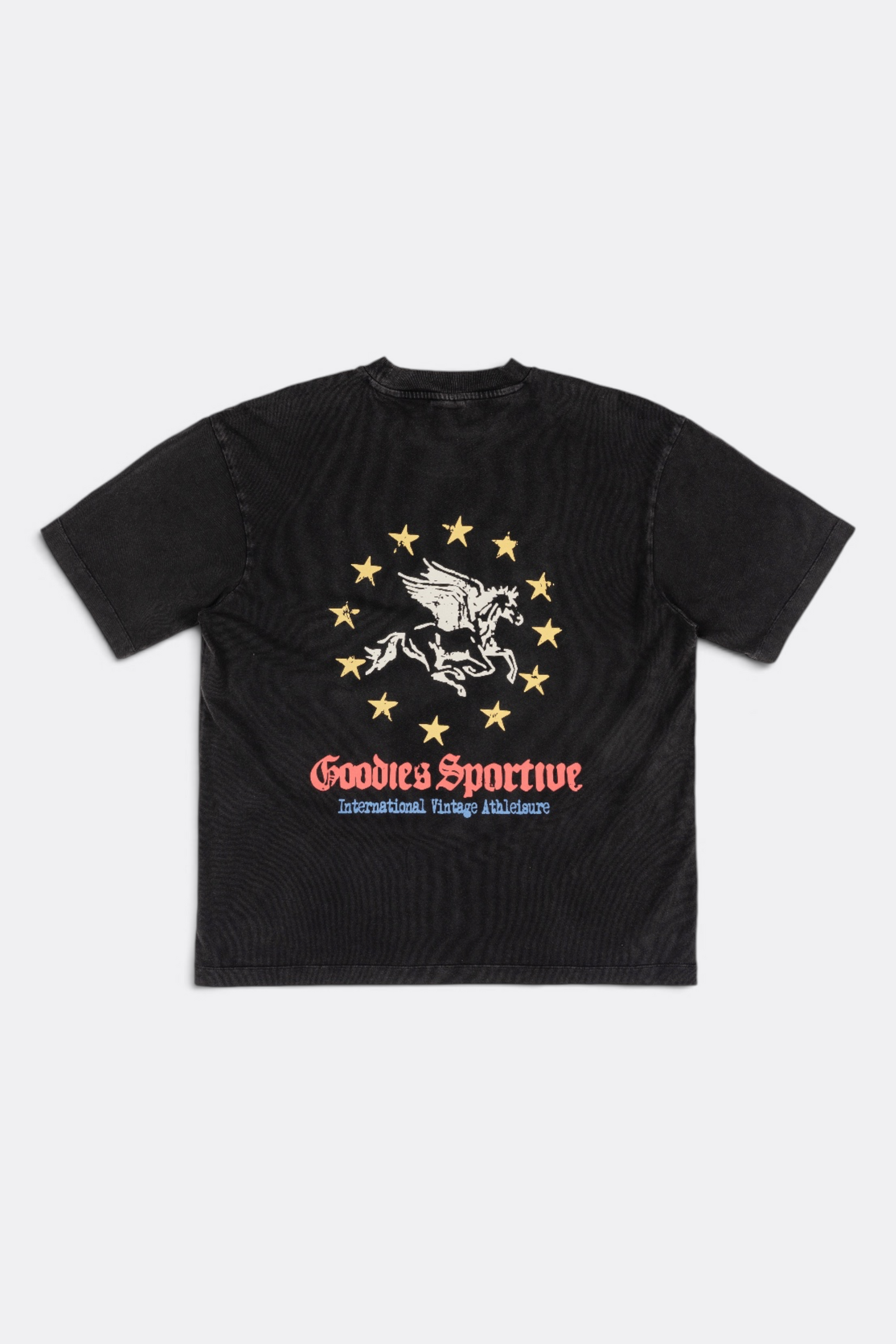 GOODIES SPORTIVE Pegasus Union Tee Washed Black | T-Shirt Coton 290g | Edgar Bdx
