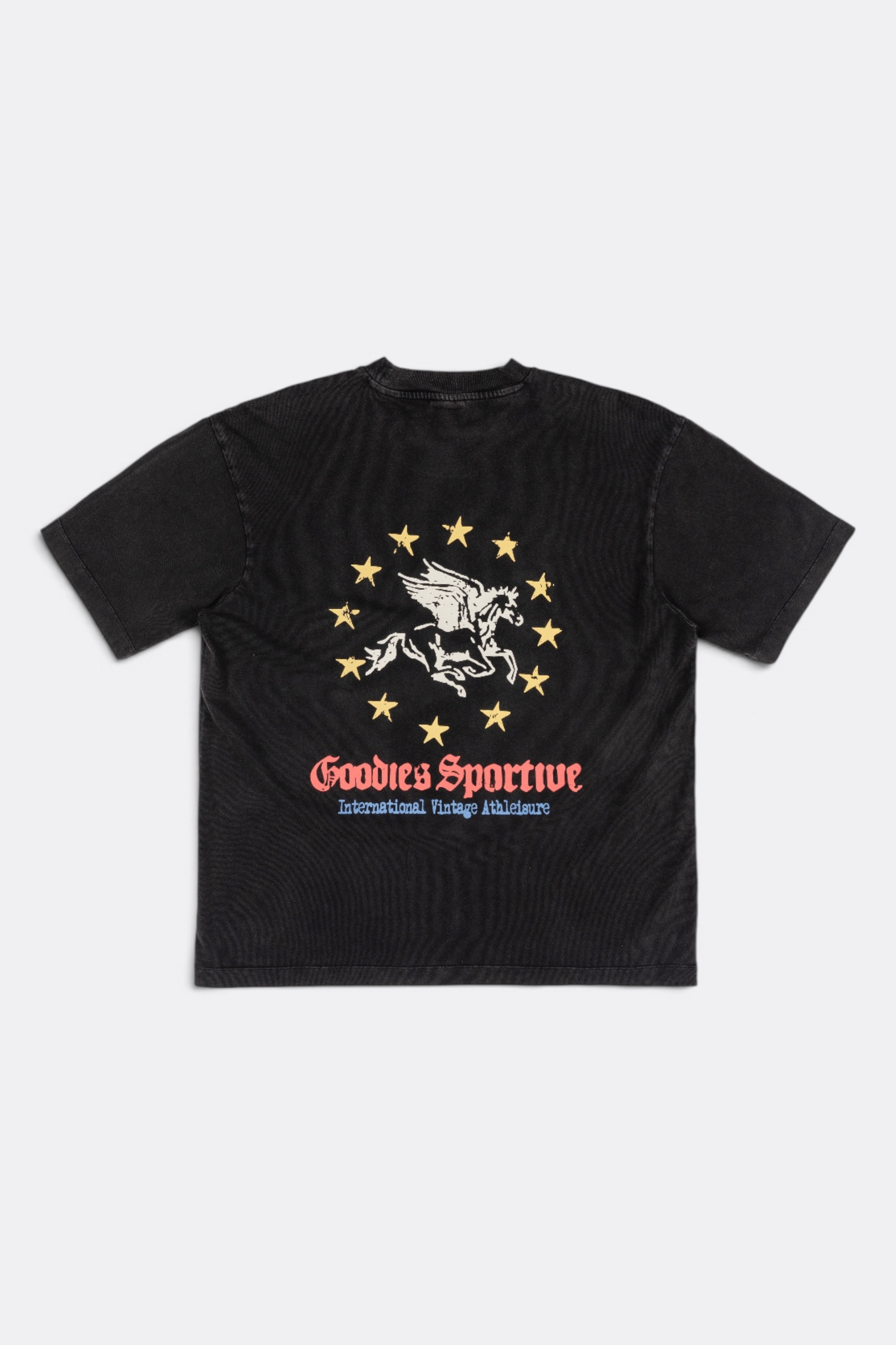 GOODIES SPORTIVE Pegasus Union Tee Washed Black | T-Shirt Coton 290g | Edgar Bdx