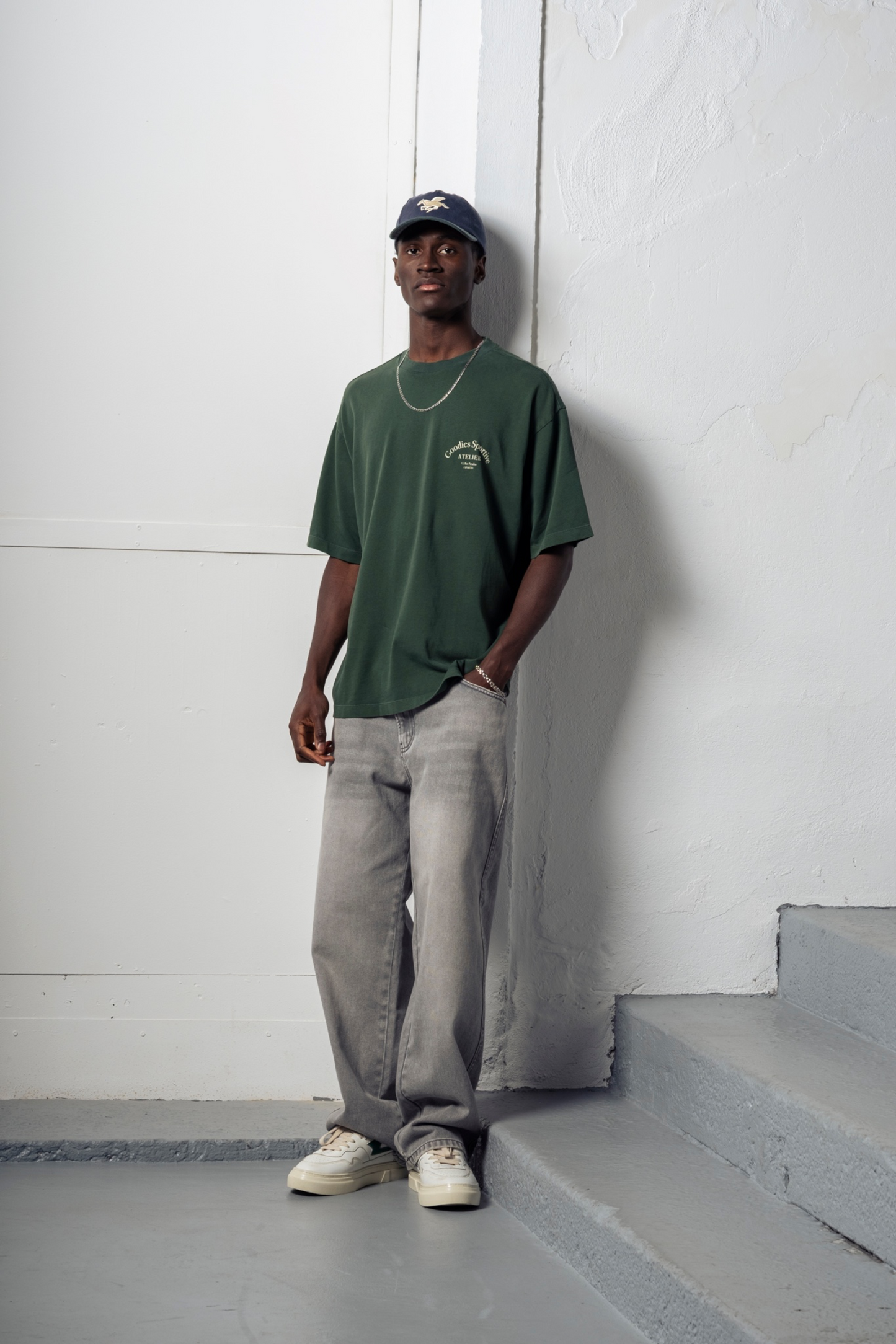 GOODIES SPORTIVE Premium Tee Green Stone Wash | T-Shirt Coton 290g | Edgar Bdx