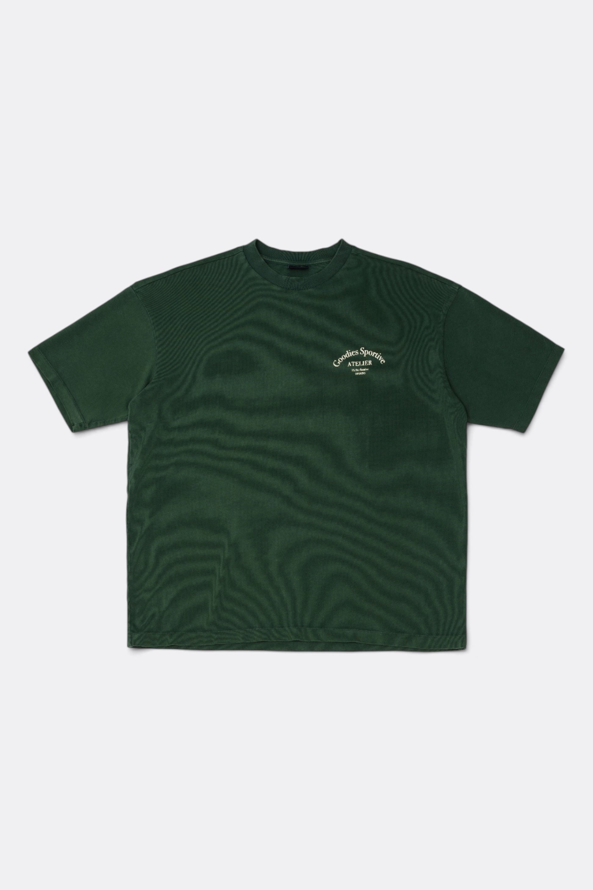 GOODIES SPORTIVE Premium Tee Green Stone Wash | T-Shirt Coton 290g | Edgar Bdx
