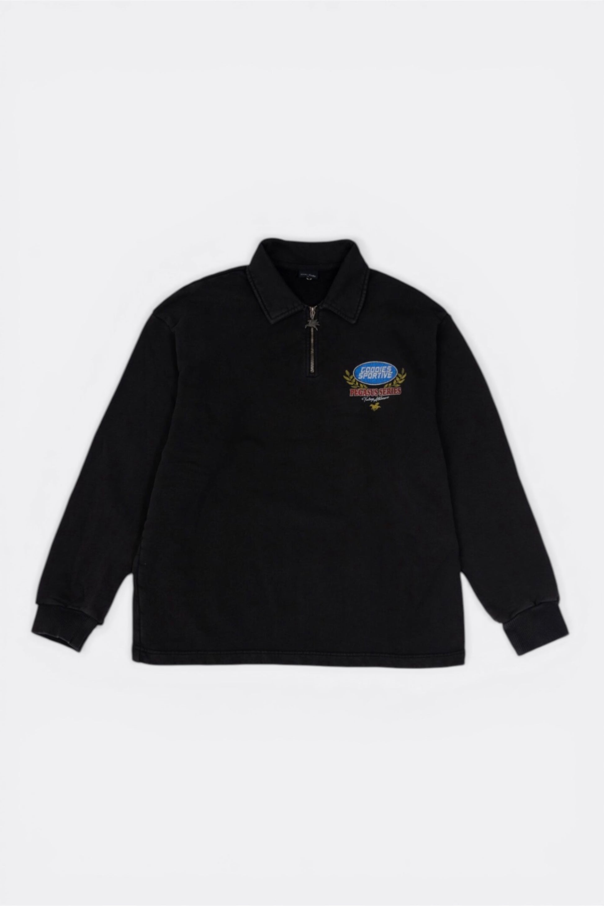 Goodies Sportive Premium Washed Fadeout Halfzipper Black | Sweat Coton Portugal