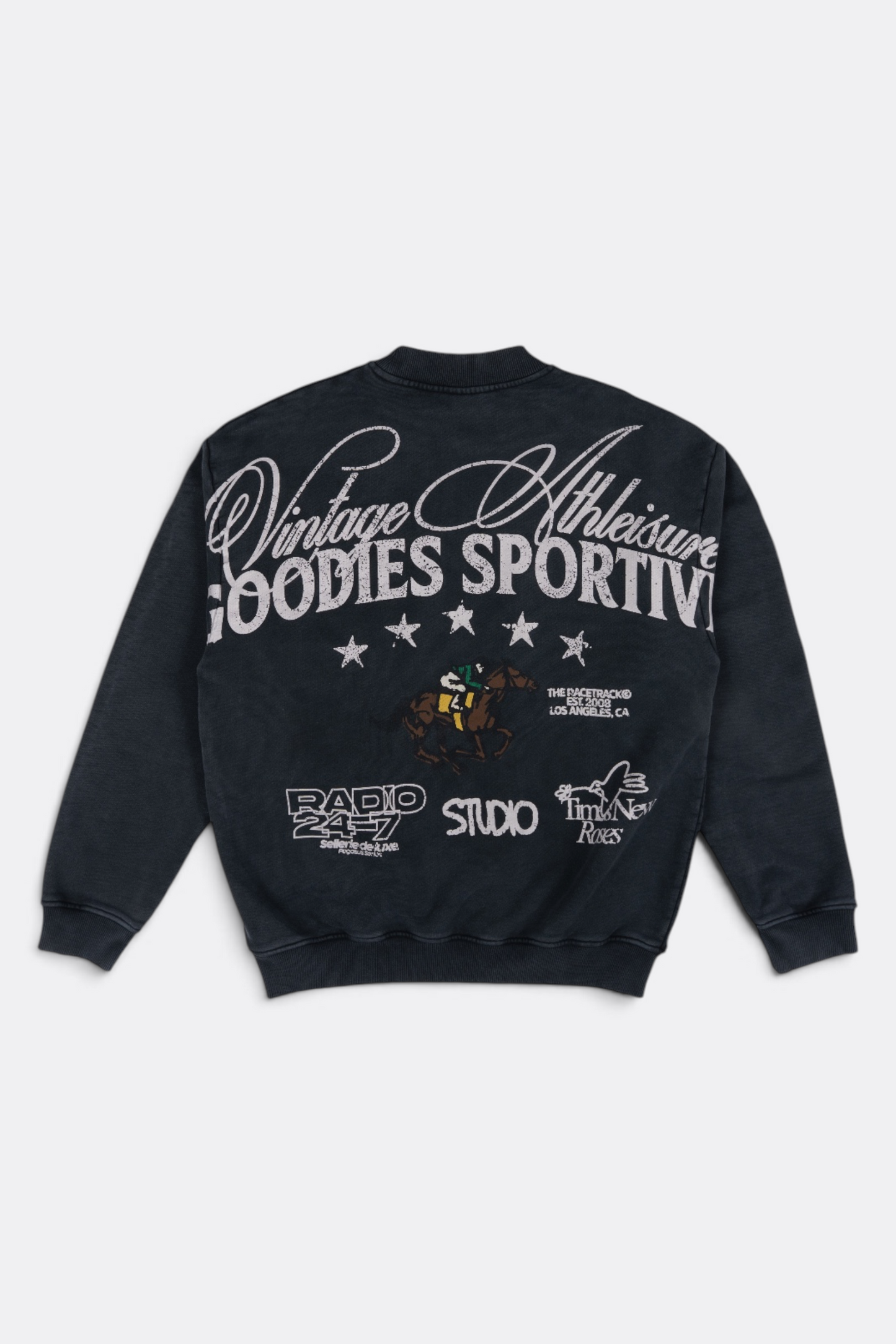 GOODIES SPORTIVE Radio 24:7 Crewneck Grey Fade Out | Sweat Coton 550g | Edgar Bdx