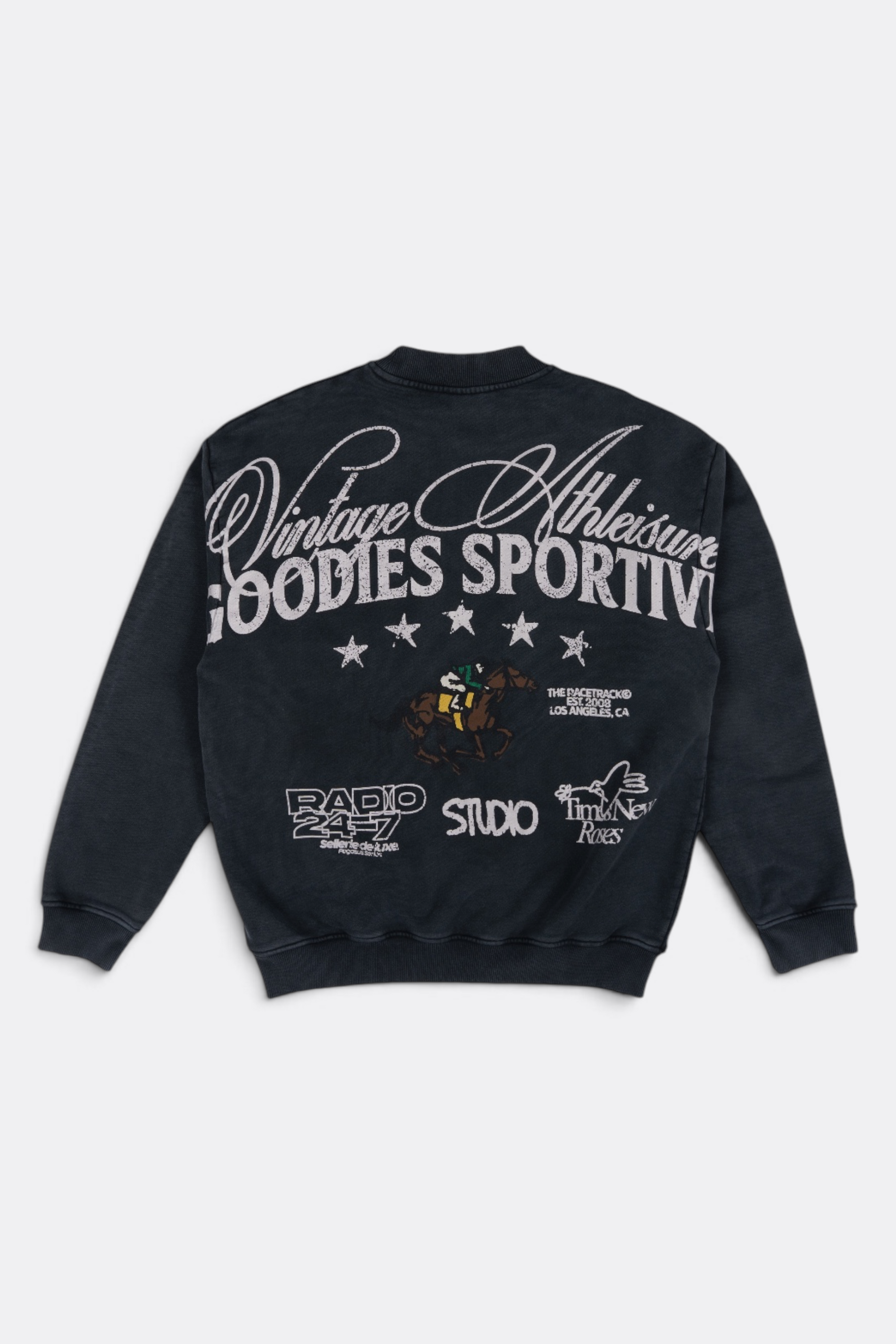 GOODIES SPORTIVE Radio 24:7 Crewneck Grey Fade Out | Sweat Coton 550g | Edgar Bdx