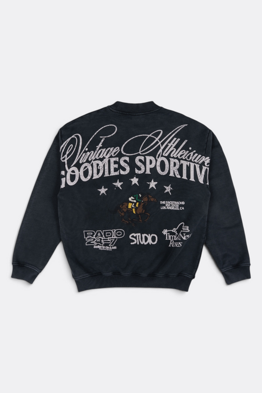 GOODIES SPORTIVE Radio 24:7 Crewneck Grey Fade Out | Sweat Coton 550g | Edgar Bdx