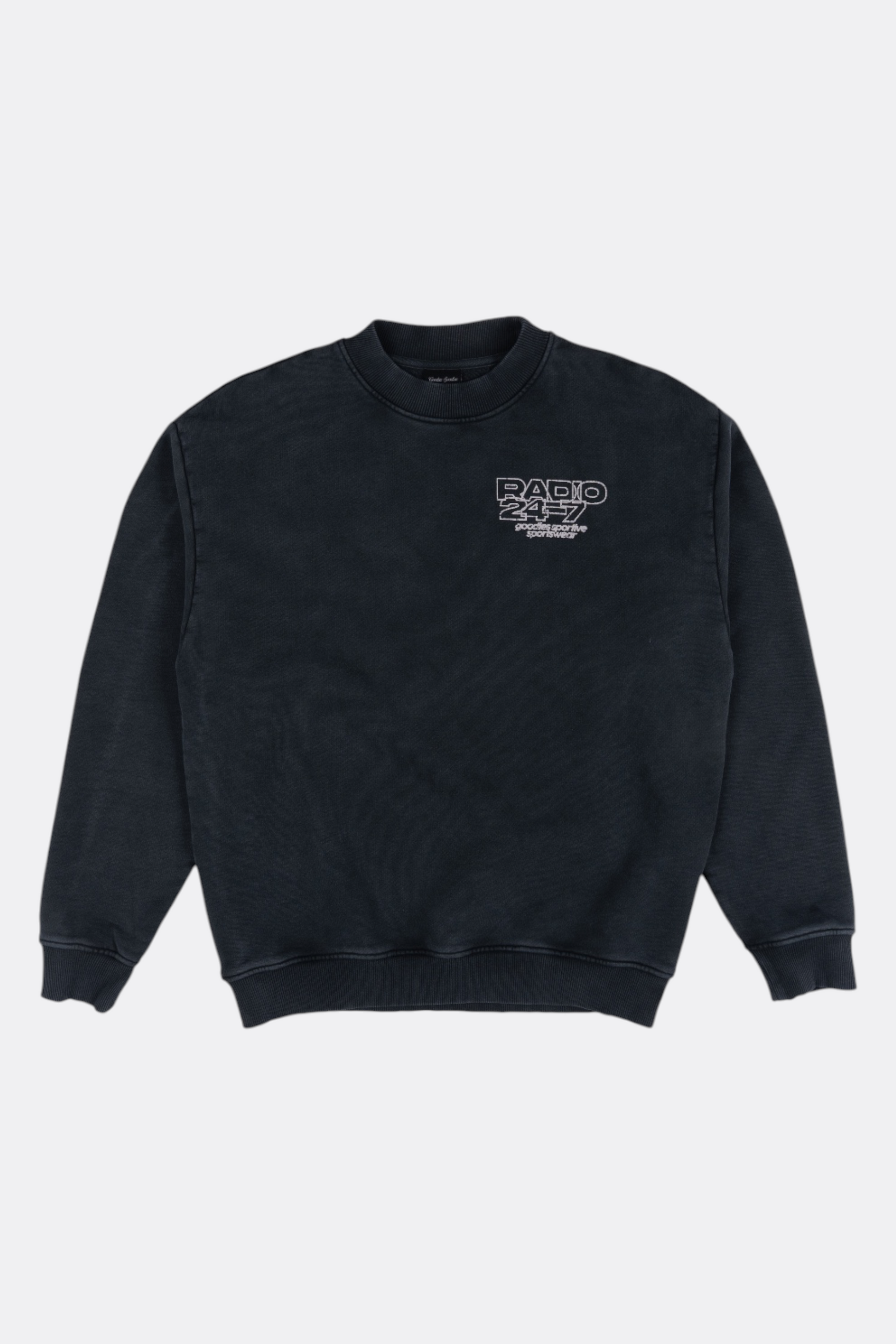 GOODIES SPORTIVE Radio 24:7 Crewneck Grey Fade Out | Sweat Coton 550g | Edgar Bdx