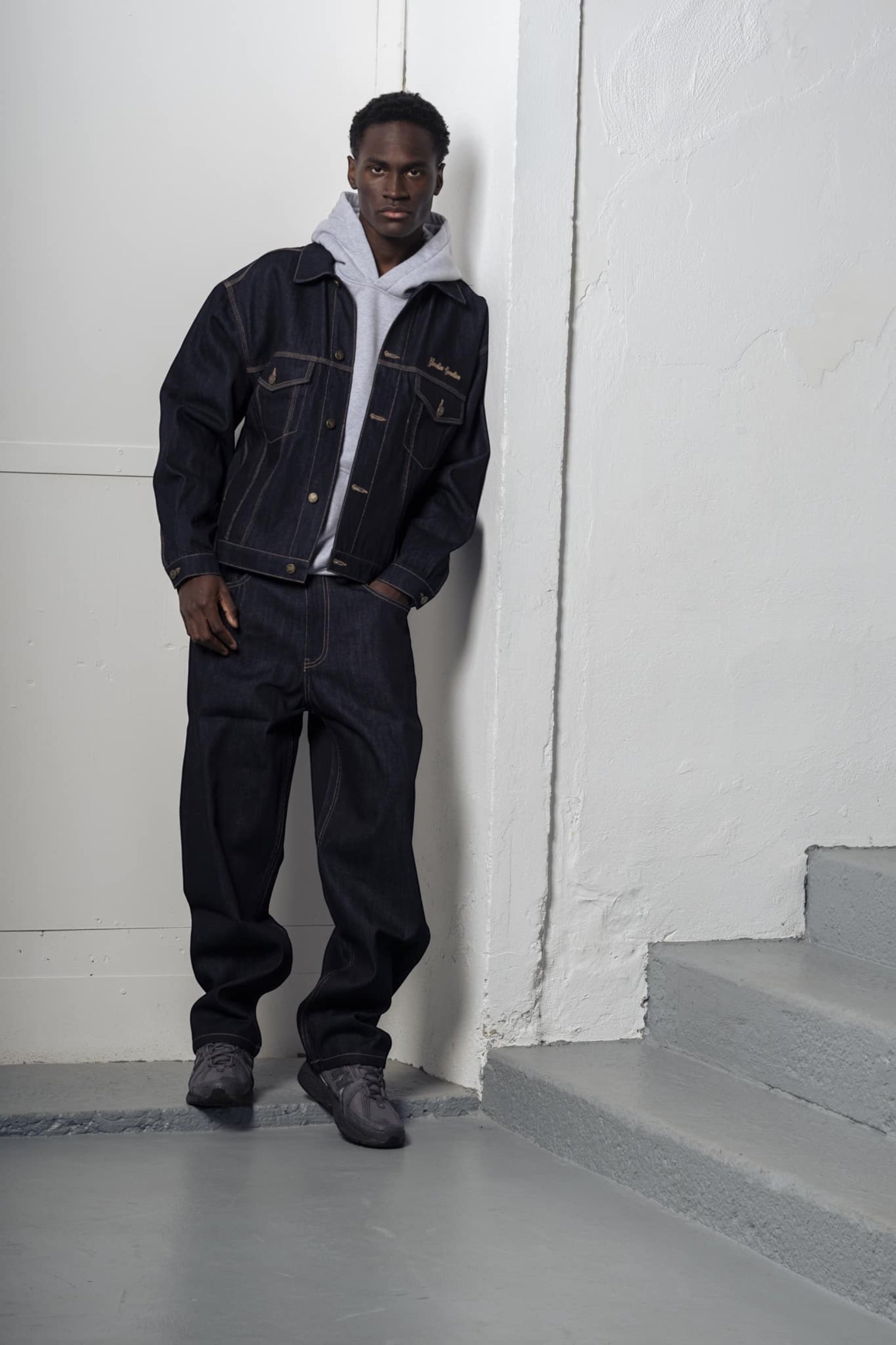 Goodies Sportive - Raw Denim Wide Leg Pants (Indigo)