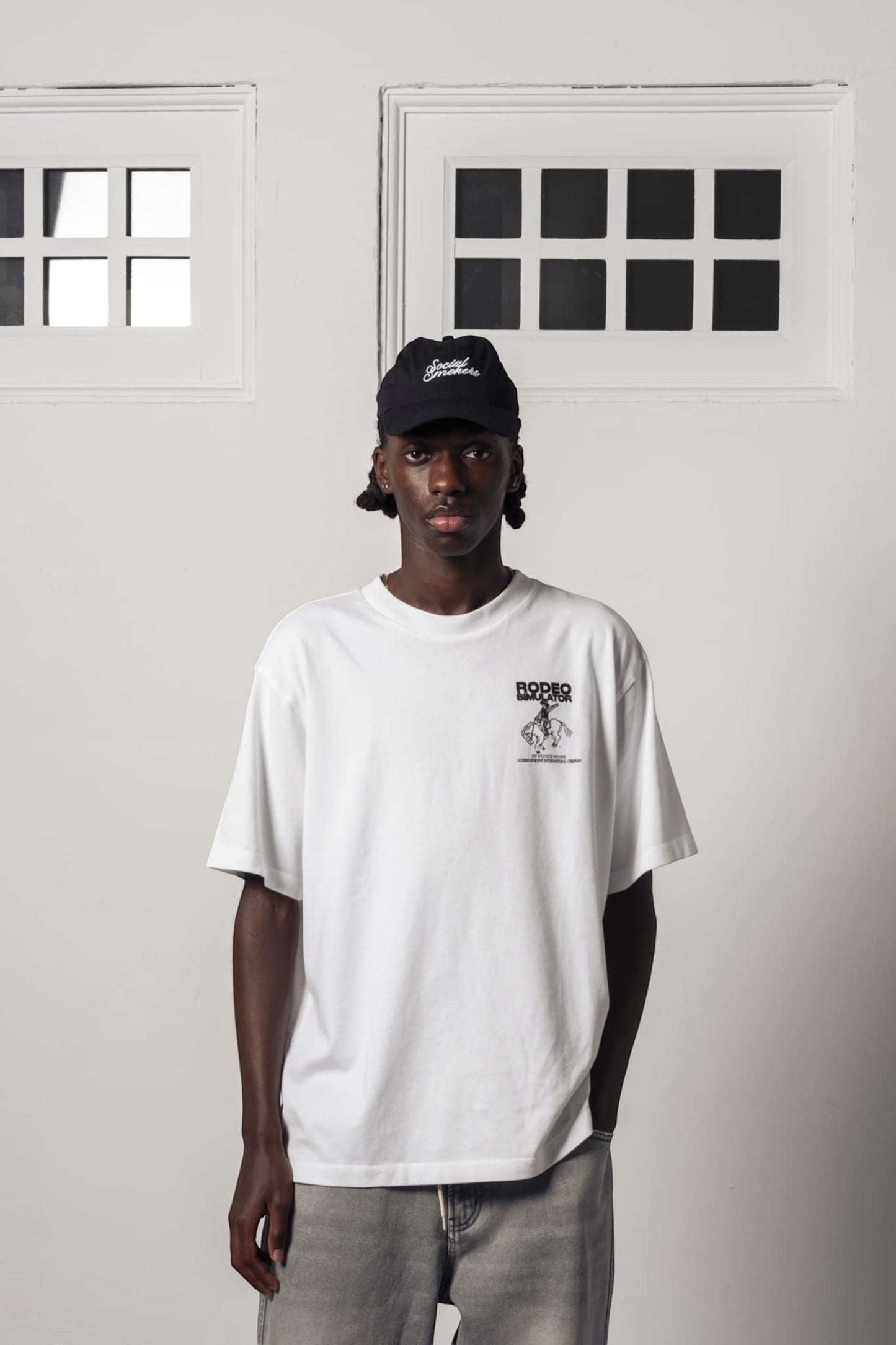 T-Shirt Blanc Rodeo Simulator - Streetwear Western Goodies Sportive | Edgar Bdx