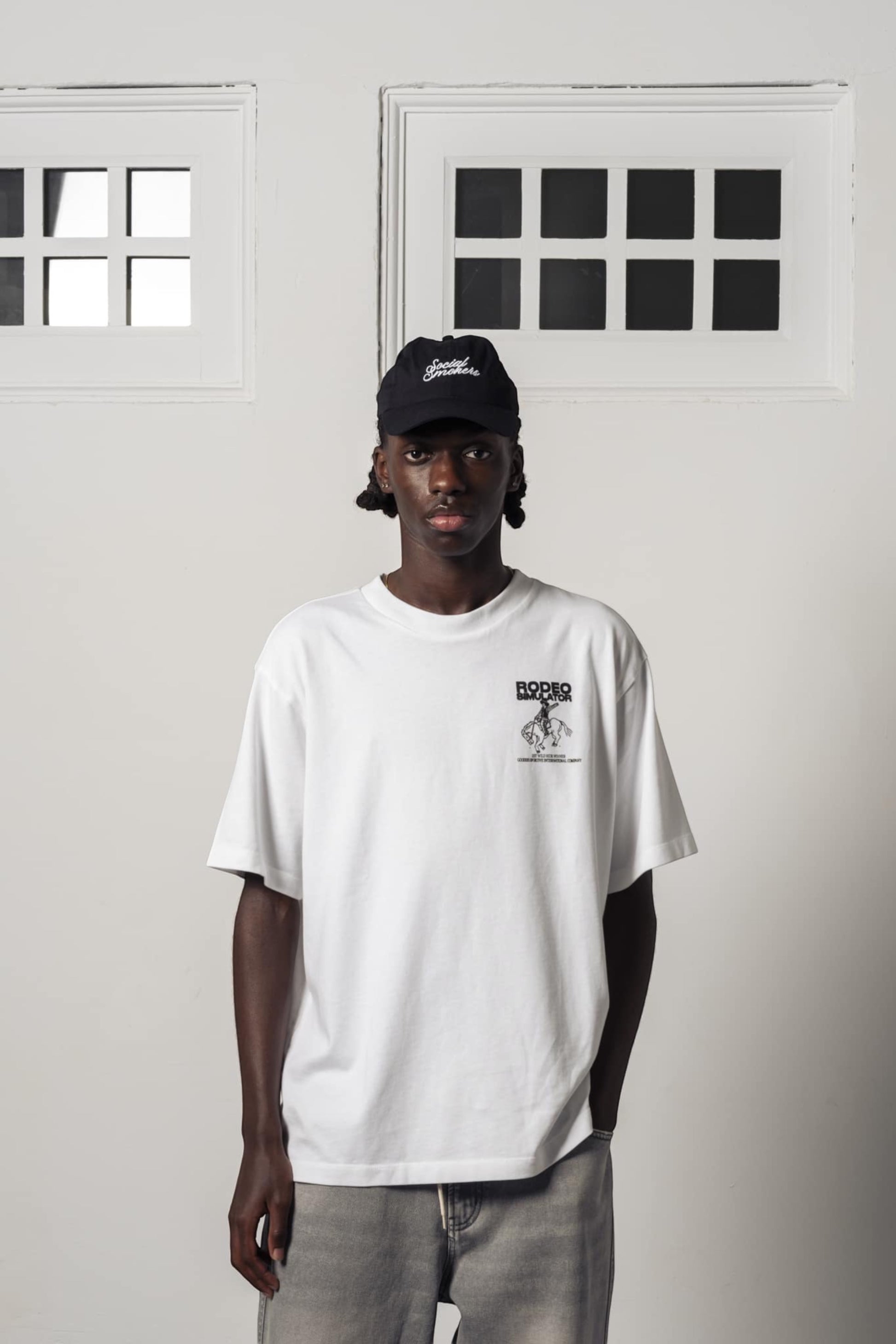 T-Shirt Blanc Rodeo Simulator - Streetwear Western Goodies Sportive | Edgar Bdx