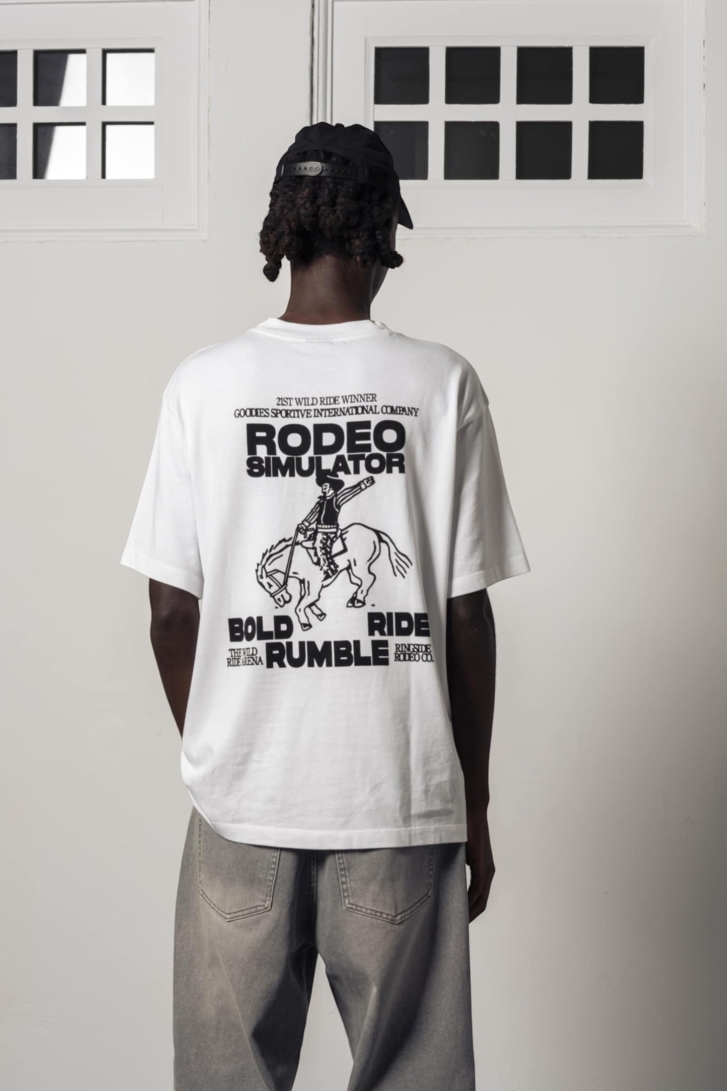 T-Shirt Blanc Rodeo Simulator - Streetwear Western Goodies Sportive | Edgar Bdx