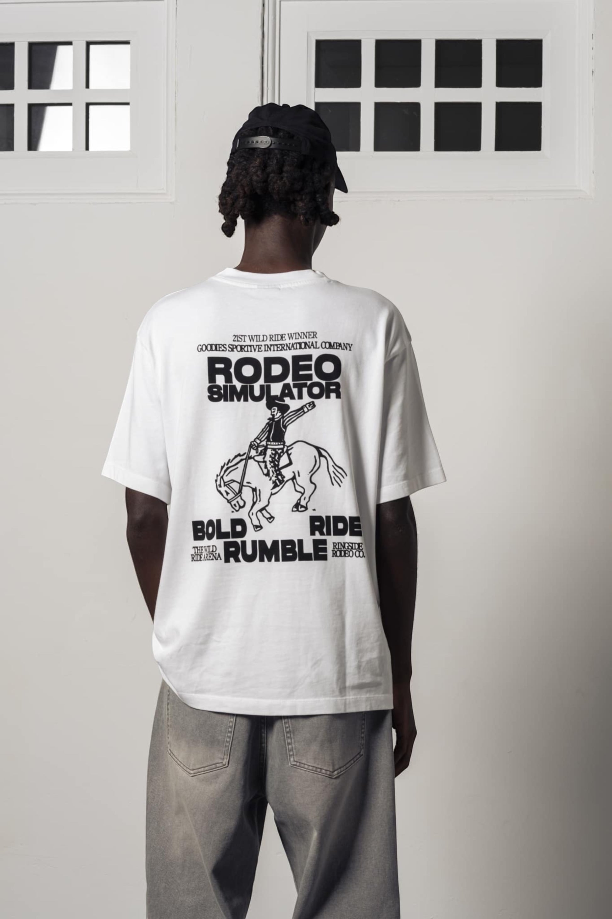 T-Shirt Blanc Rodeo Simulator - Streetwear Western Goodies Sportive | Edgar Bdx