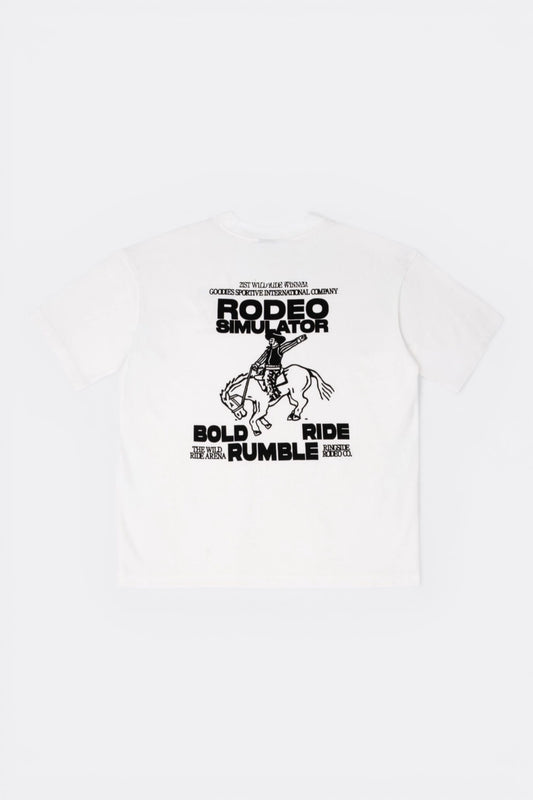 T-Shirt Blanc Rodeo Simulator - Streetwear Western Goodies Sportive | Edgar Bdx