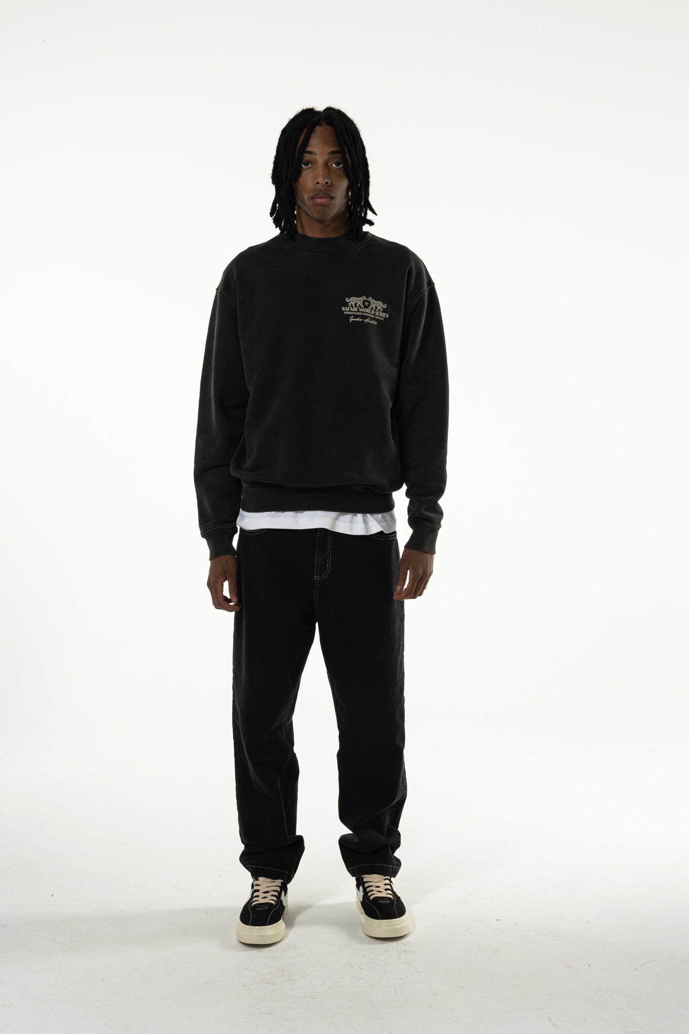 Goodies Sportive - Safari World Series Crewneck (Black Stone Wash)