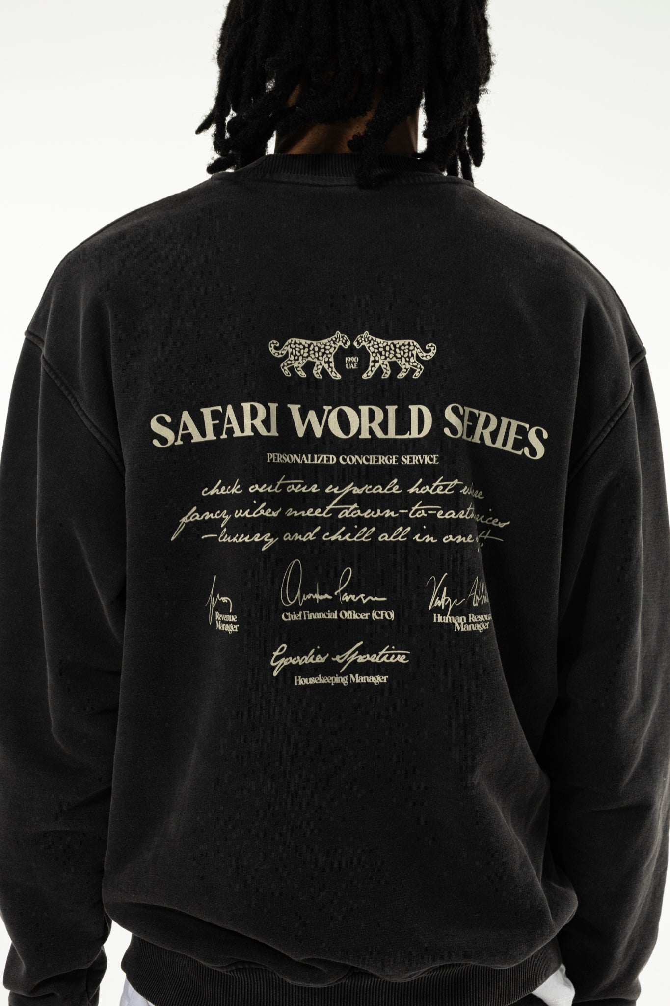Goodies Sportive - Safari World Series Crewneck (Black Stone Wash)