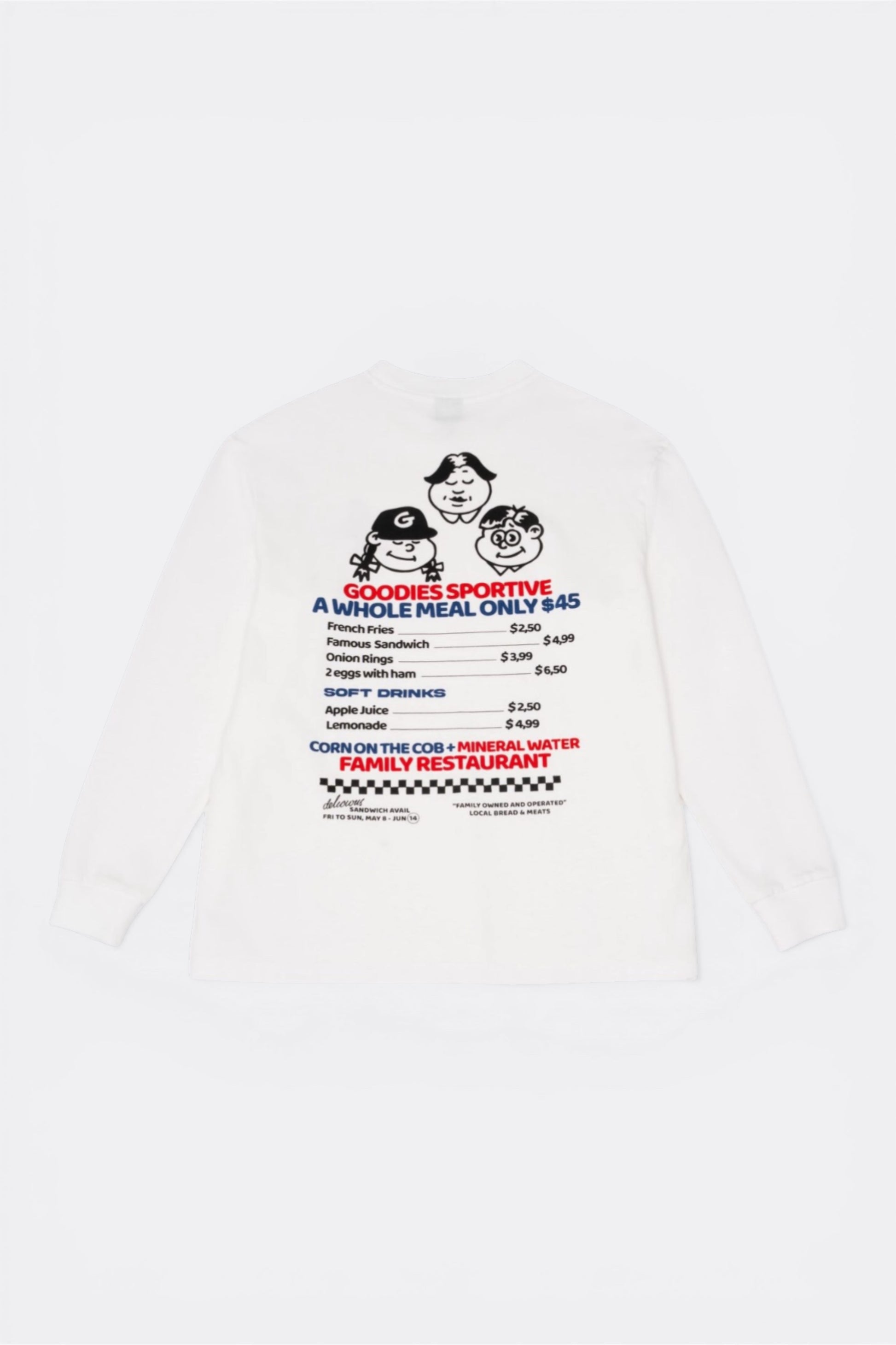 Goodies Sportive Whole Meal L/S Tee White | T-Shirt Manches Longues Coton Portugal