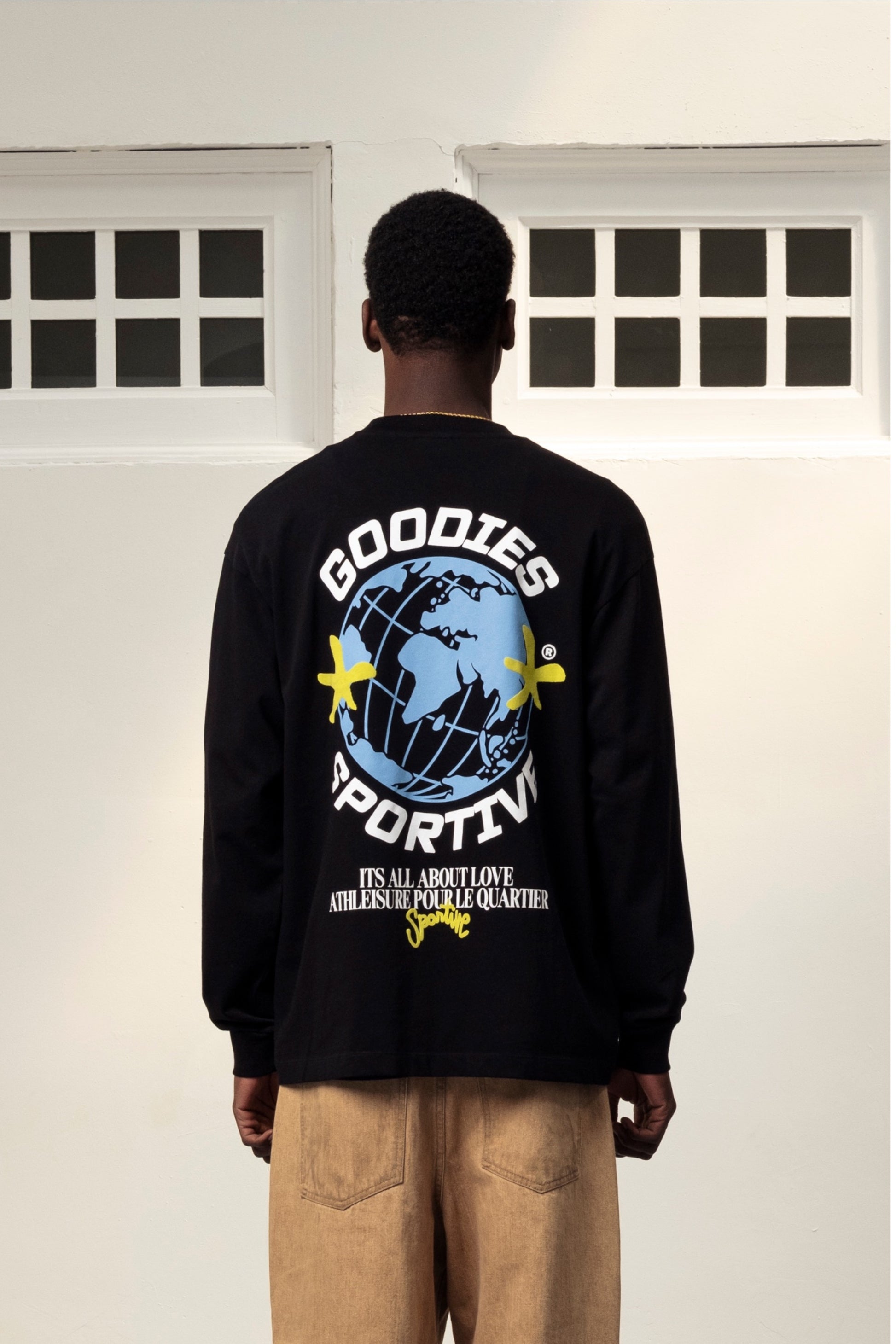 GOODIES SPORTIVE World Black Long Sleeve Black | Coton 290g Motif | Edgar Bdx
