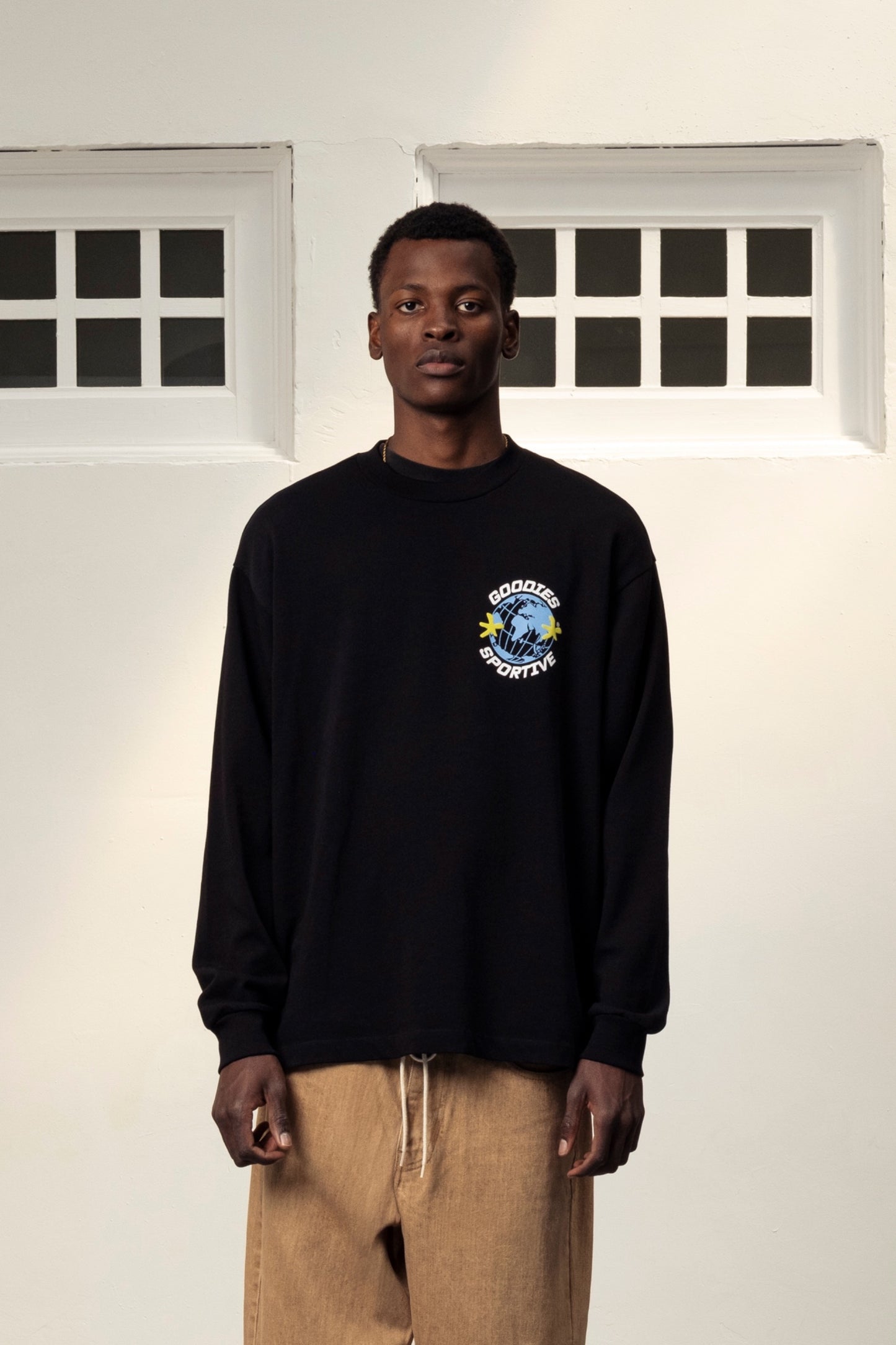 GOODIES SPORTIVE World Black Long Sleeve Black | Coton 290g Motif | Edgar Bdx