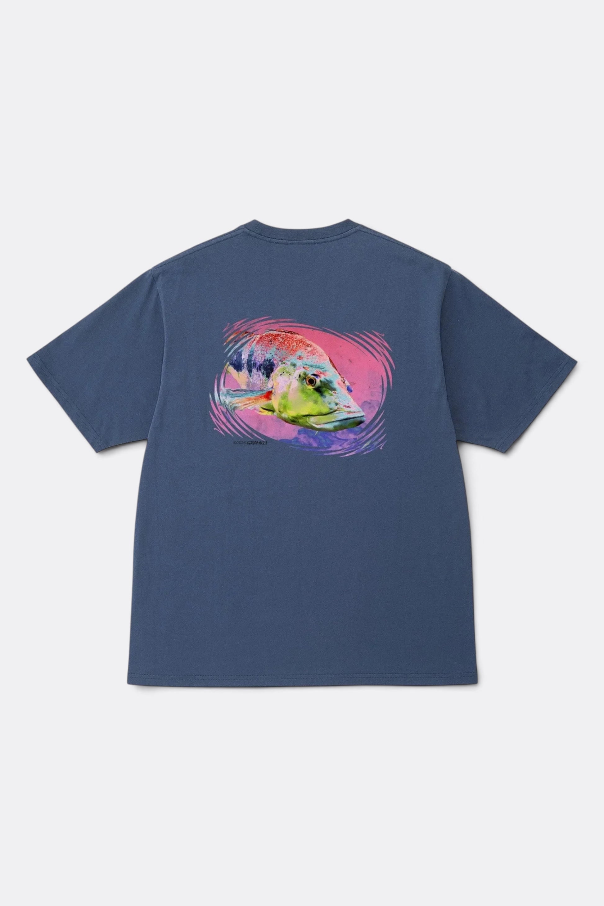 GRAMICCI Bass Tee Navy | T-Shirt Coton Graphique Outdoor | Edgar Bdx